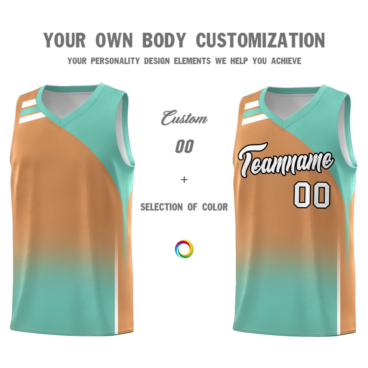 Custom Buckskin Brown Bright Green Gradient Fashion Sets Sports Uniform Basketball Jersey