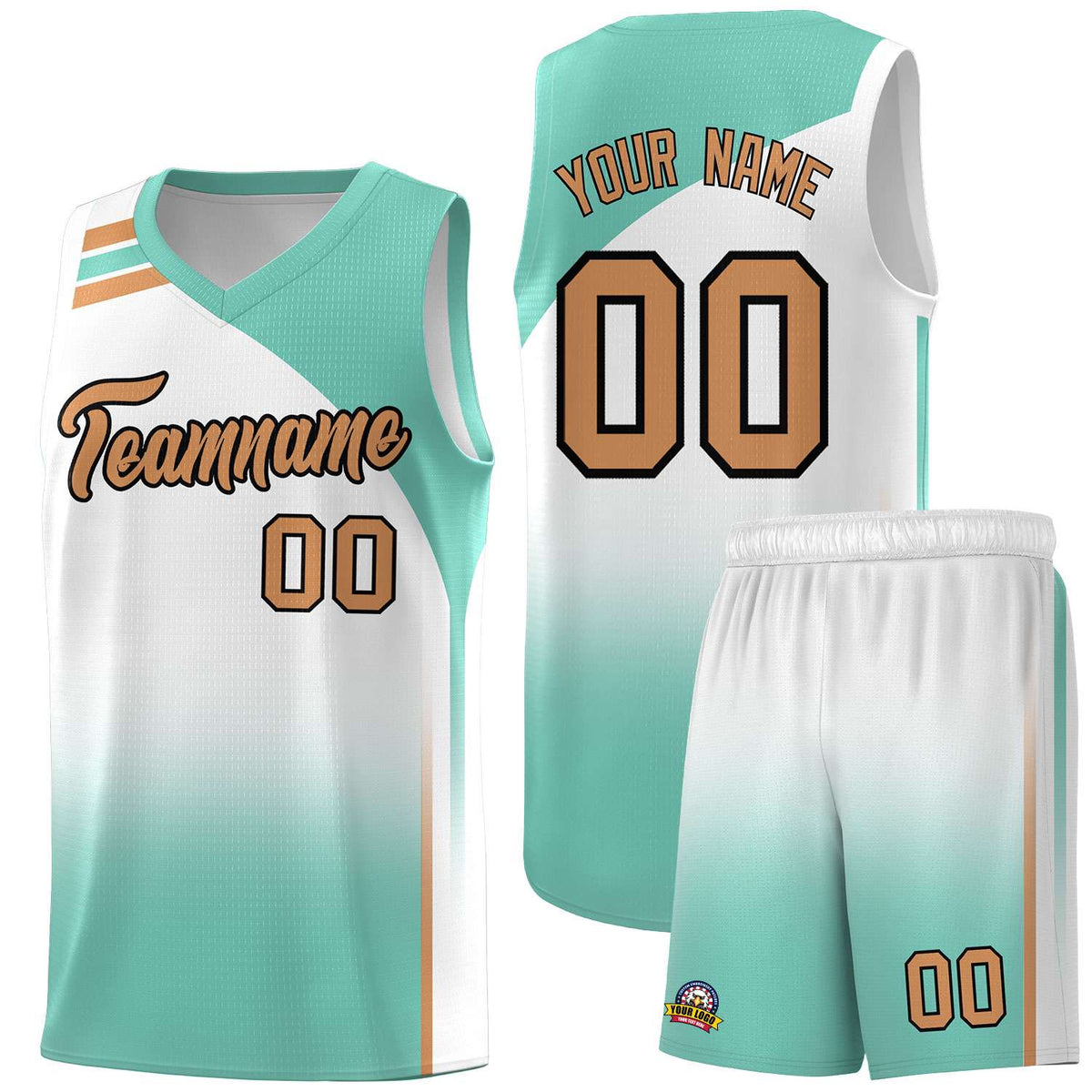 Custom White Bright Green Gradient Fashion Sets Sports Uniform Basketball Jersey