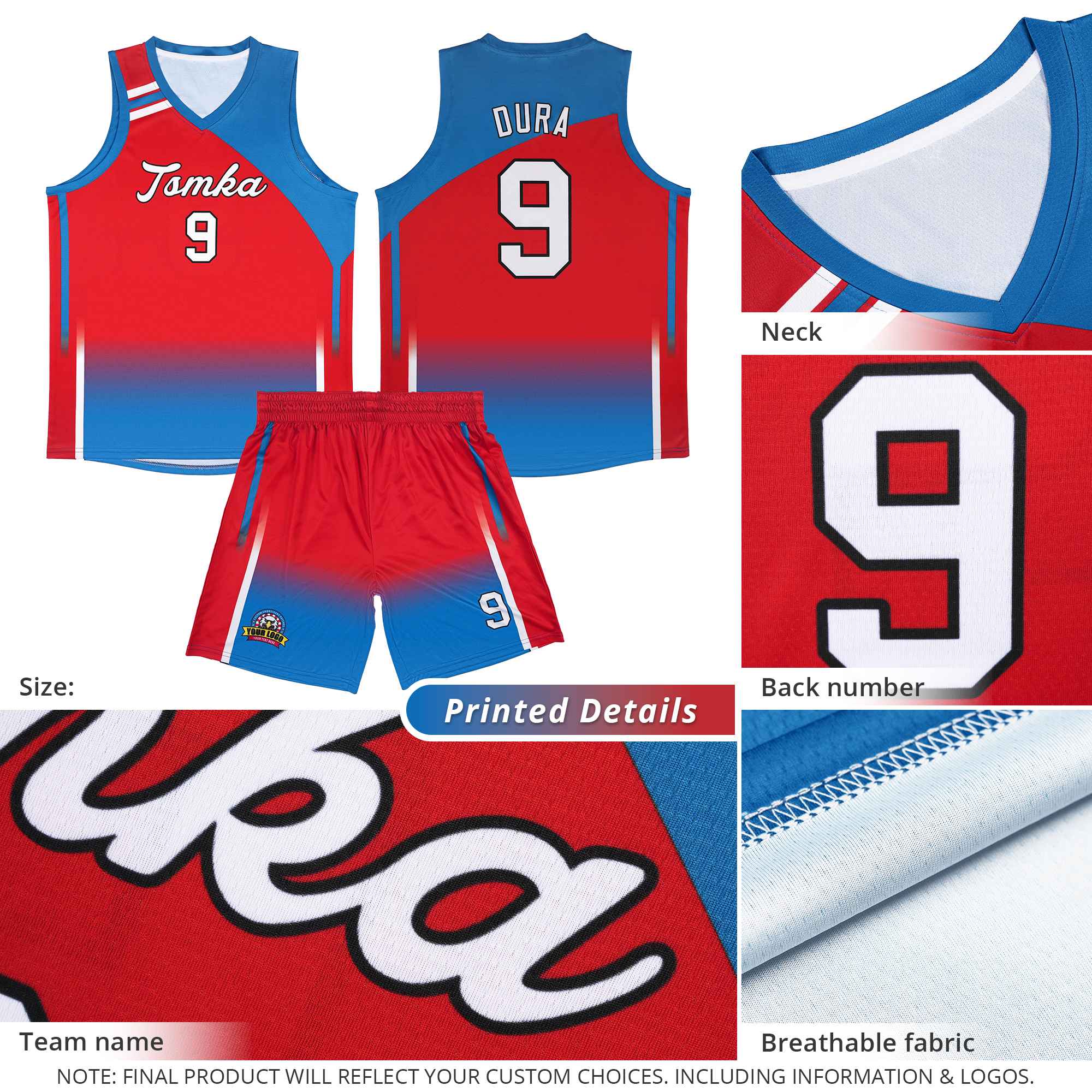 Custom Navy Orange Gradient Fashion Sets Sports Uniform Basketball Jersey