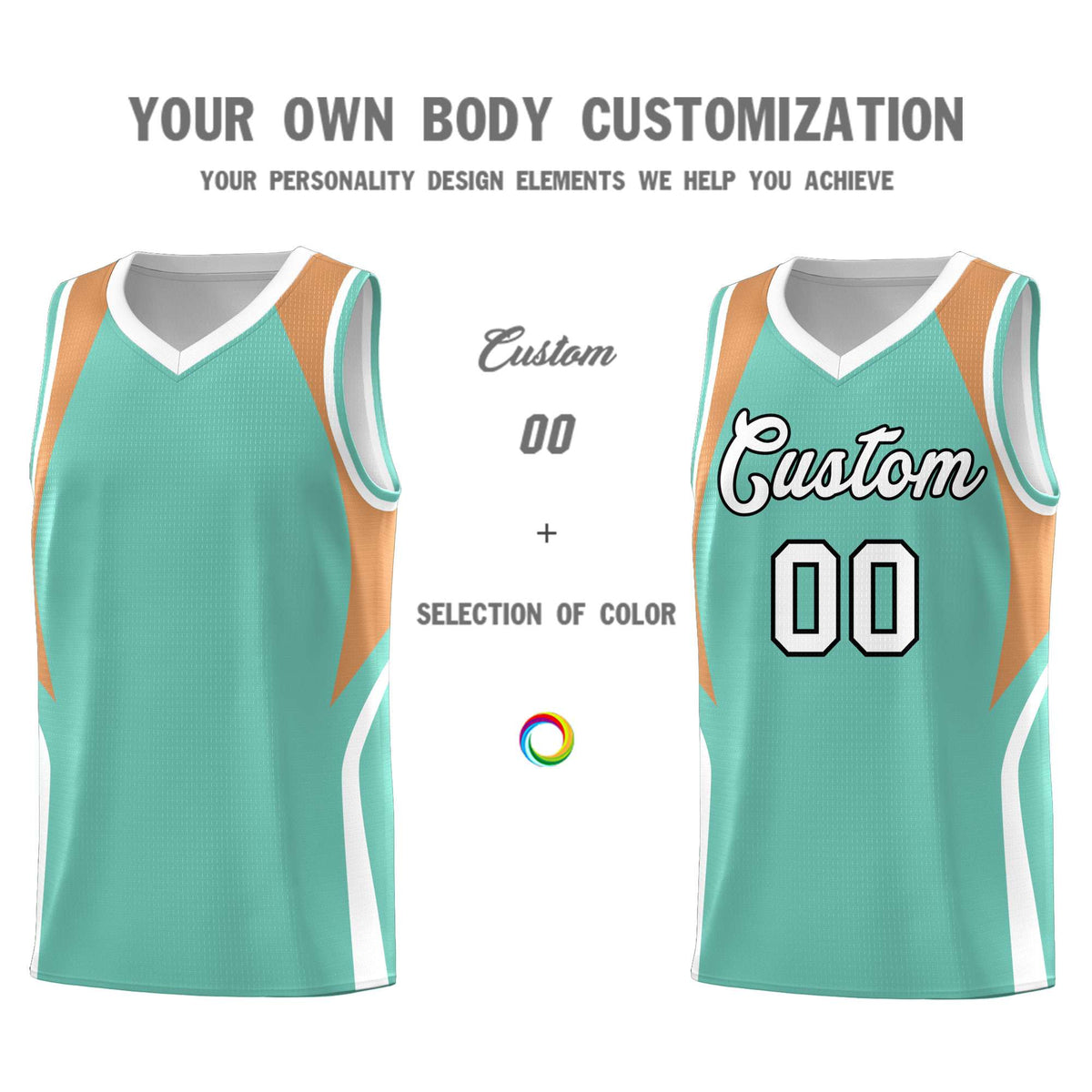 Custom Blue Buckskin Brown and White Color Block Sports Uniform Basketball Jersey