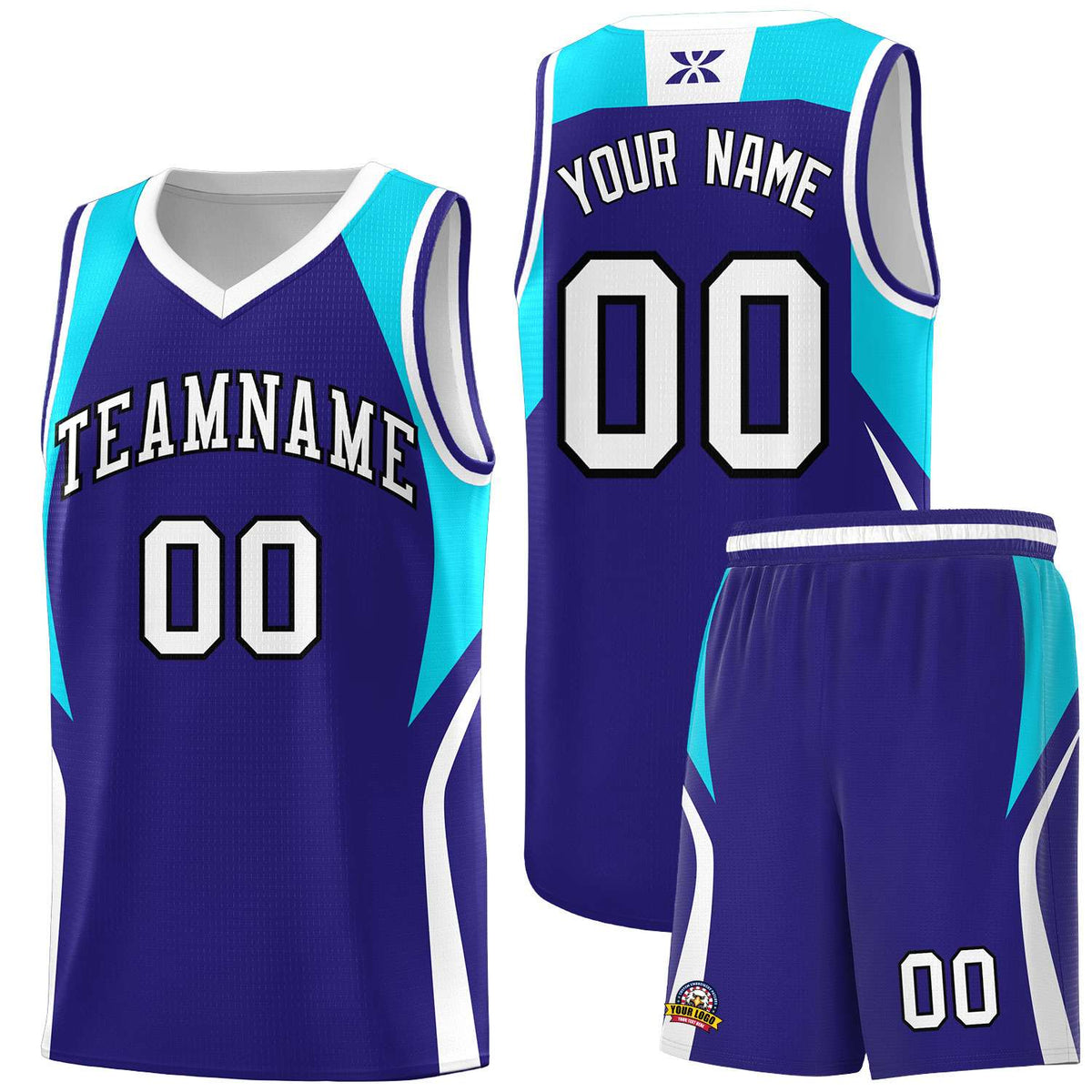 Custom Royal Sky Blue and White Color Block Sports Uniform Basketball Jersey