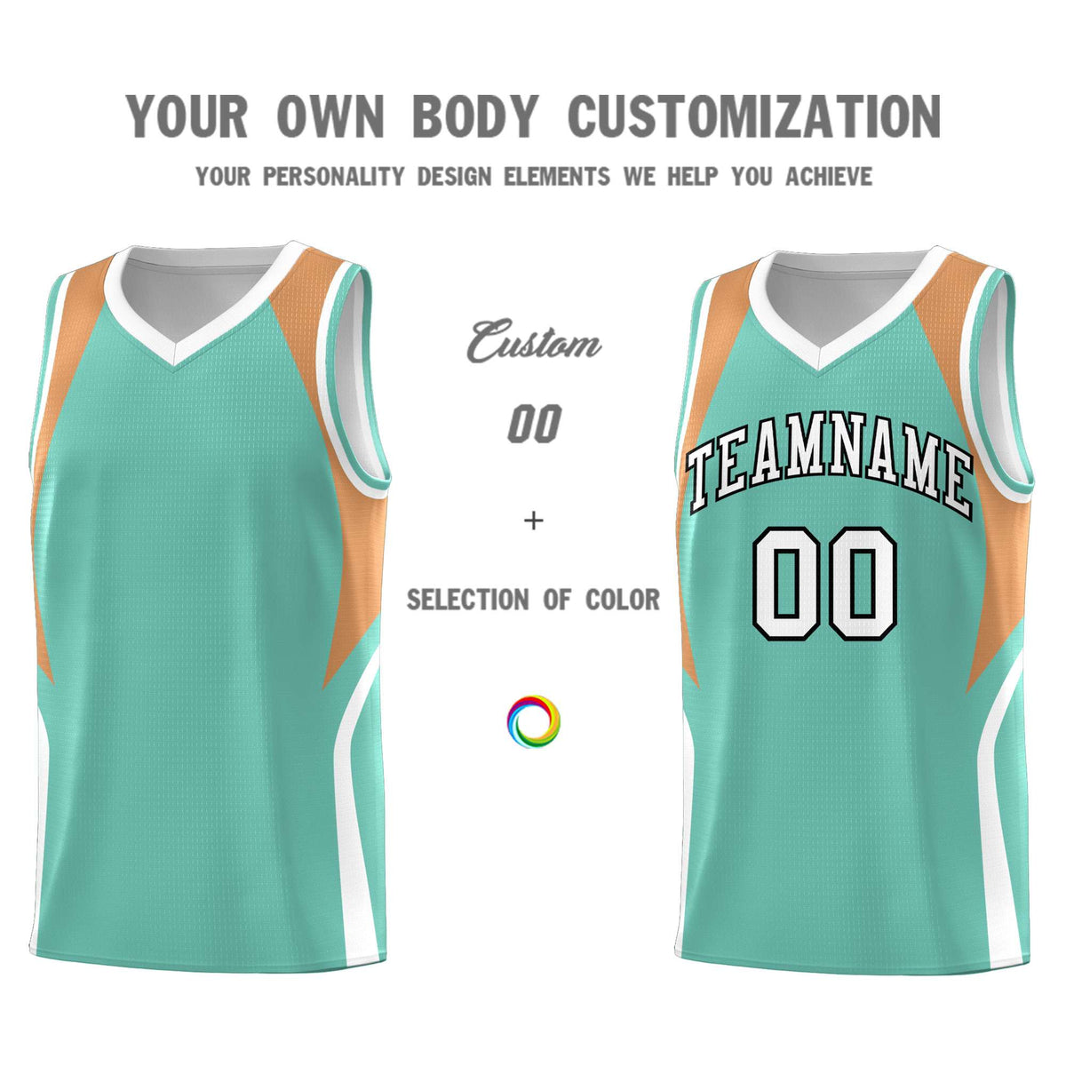 Custom Blue Buckskin Brown and White Color Block Sports Uniform Basketball Jersey