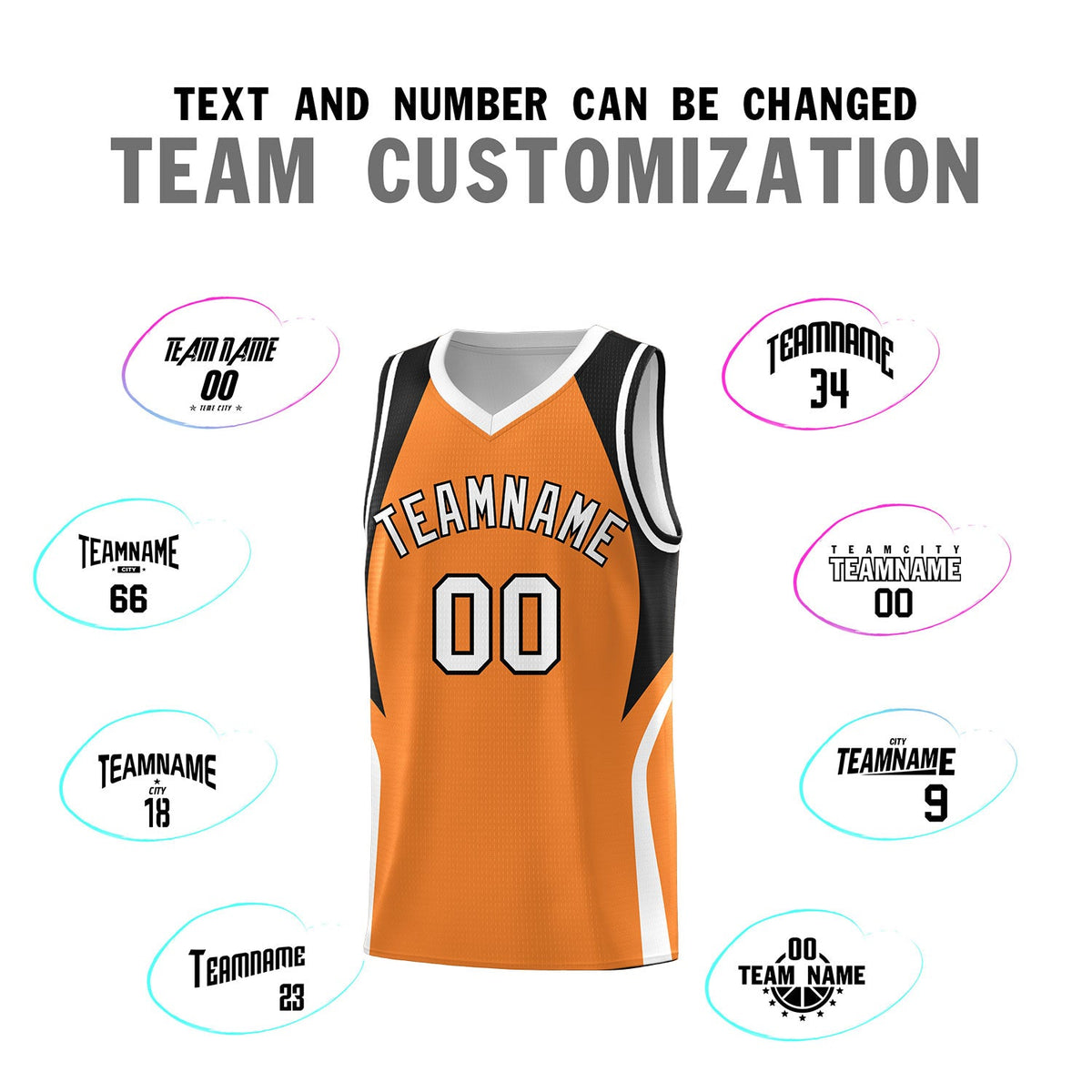 Custom Gold Orange Black and White Color Block Sports Uniform Basketball Jersey