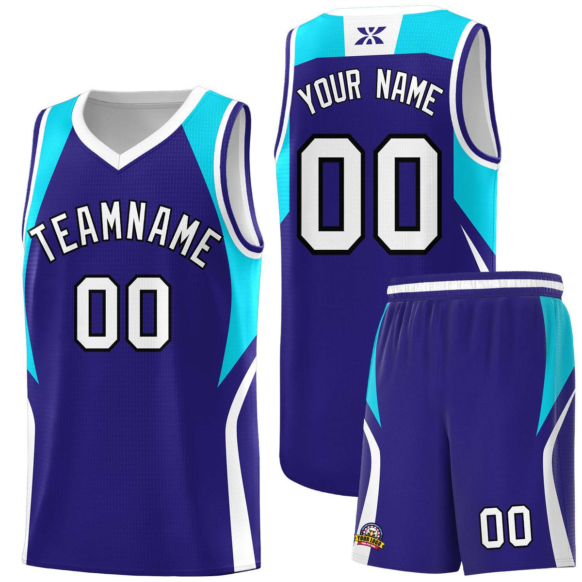 Custom Royal Sky Blue and White Color Block Sports Uniform Basketball Jersey