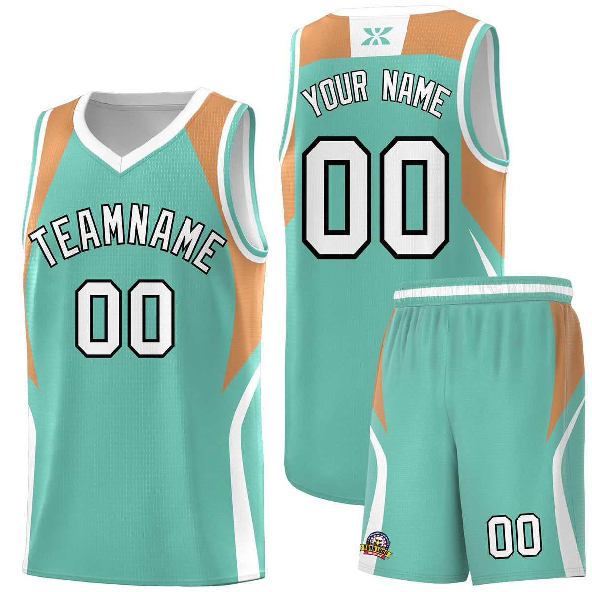 Custom Blue Buckskin Brown and White Color Block Sports Uniform Basketball Jersey