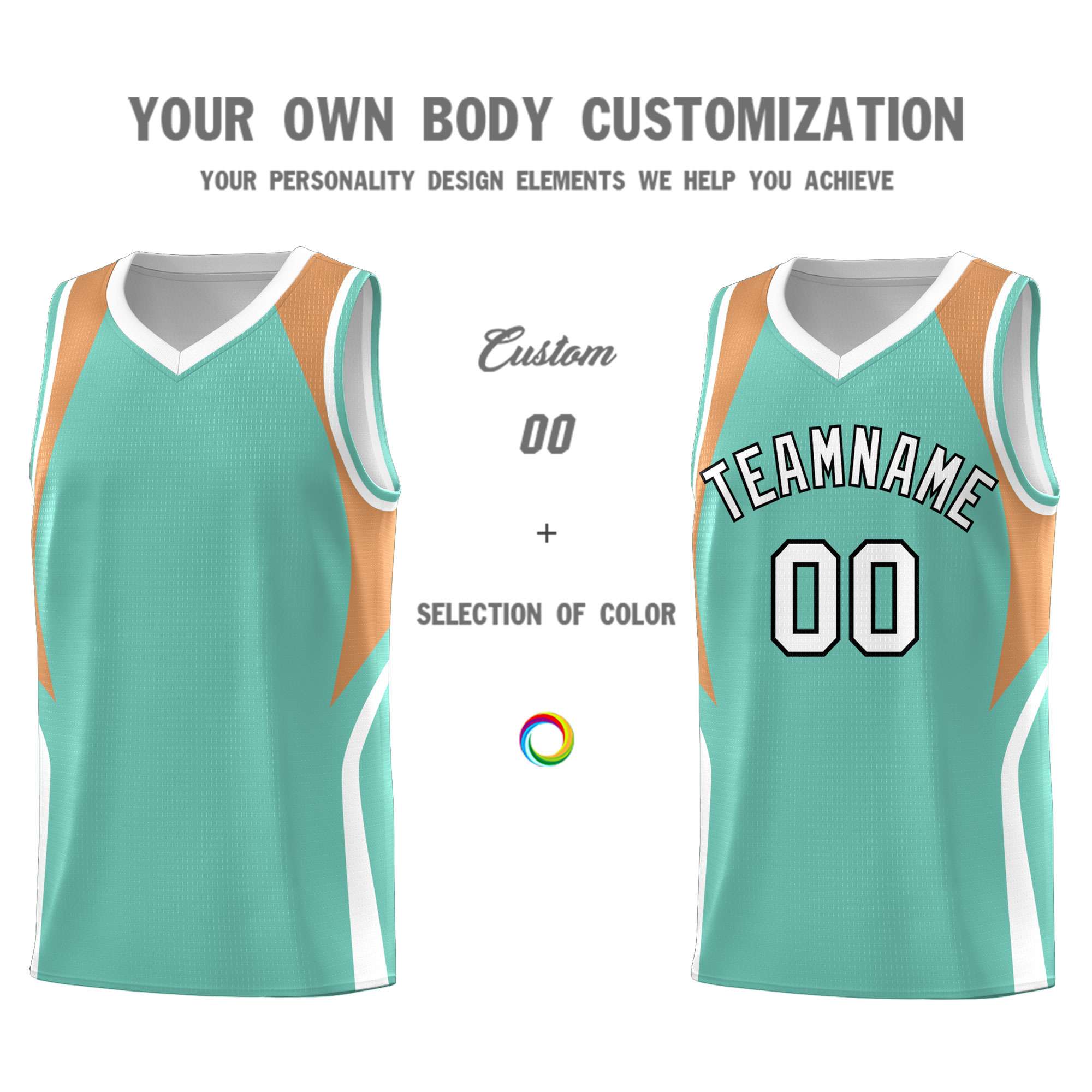 Custom Blue Buckskin Brown and White Color Block Sports Uniform Basketball Jersey