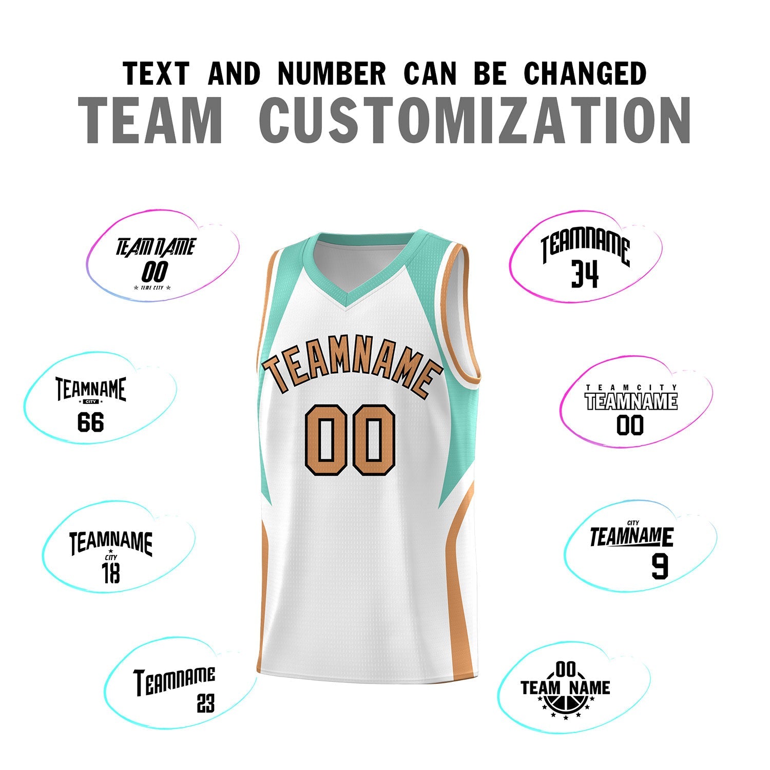Custom White Blue and Buckskin Brown Color Block Sports Uniform Basketball Jersey