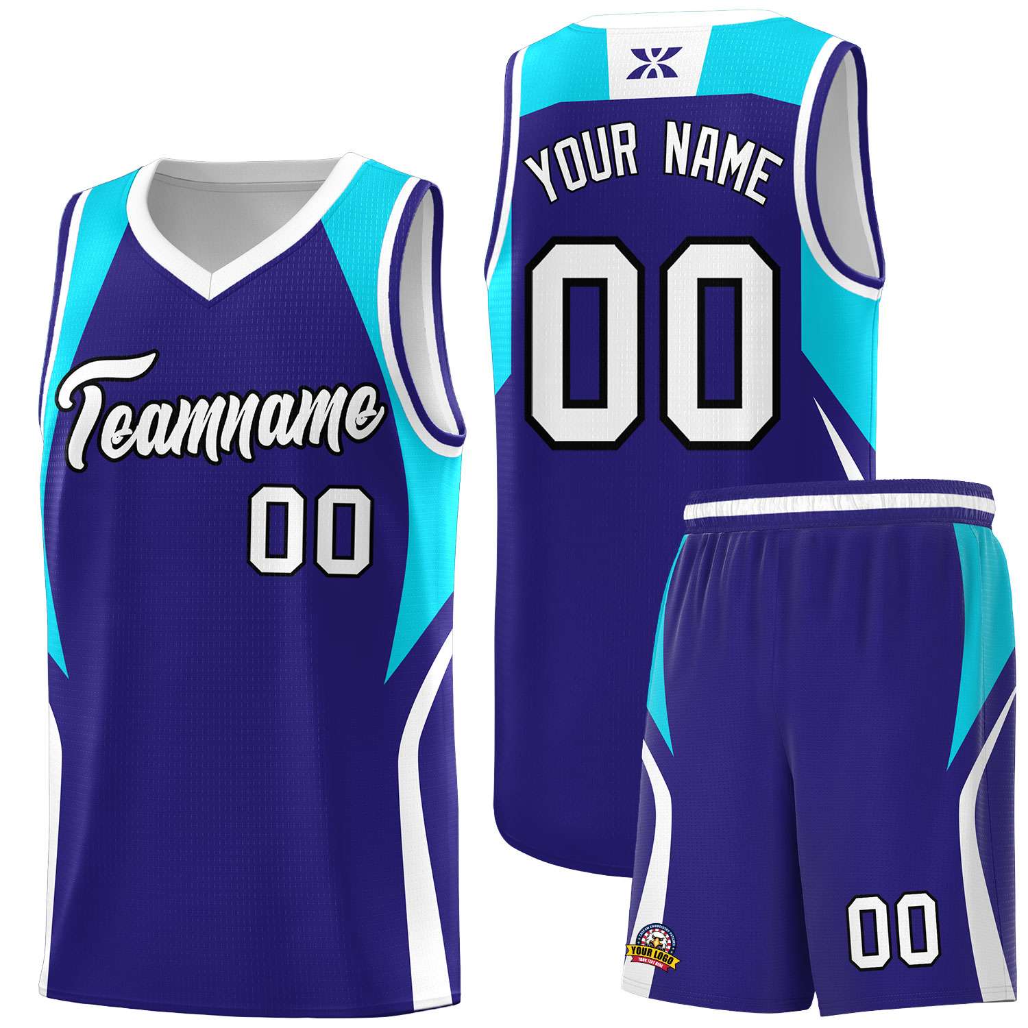 Custom Royal Sky Blue and White Color Block Sports Uniform Basketball Jersey