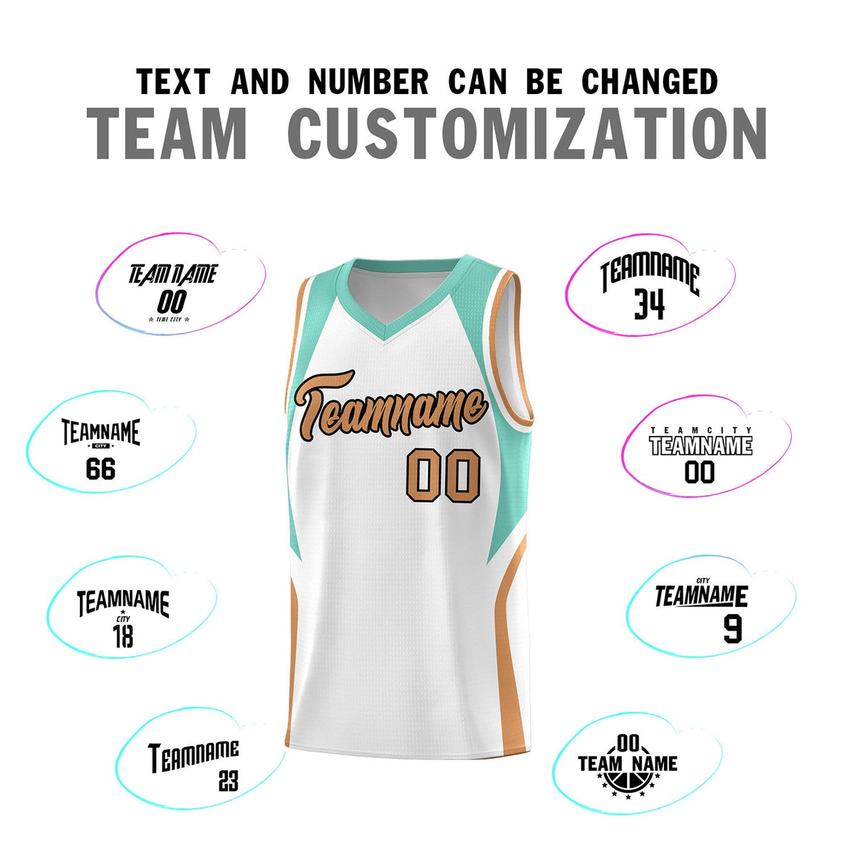 Custom White Blue and Buckskin Brown Color Block Sports Uniform Basketball Jersey