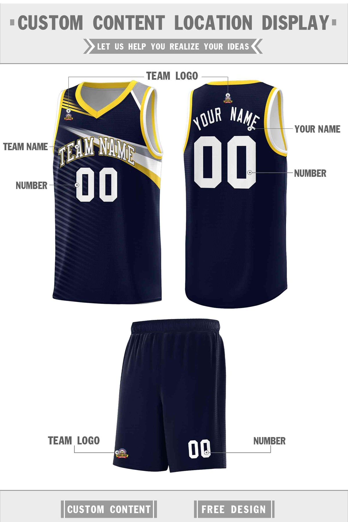 Custom Navy White Chest Color Block Sports Uniform Basketball Jersey