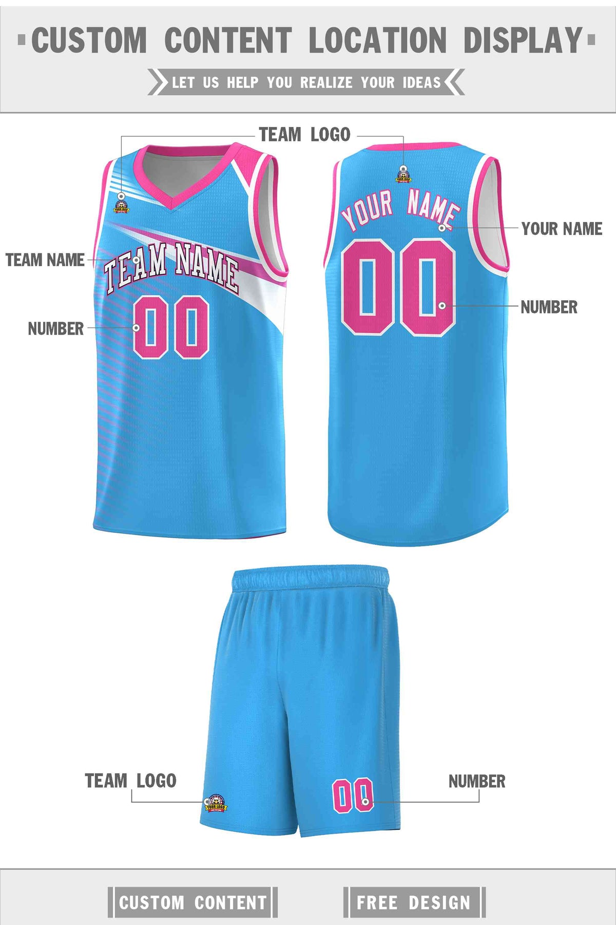 Custom Powder Blue White-Navy Chest Color Block Sports Uniform Basketball Jersey