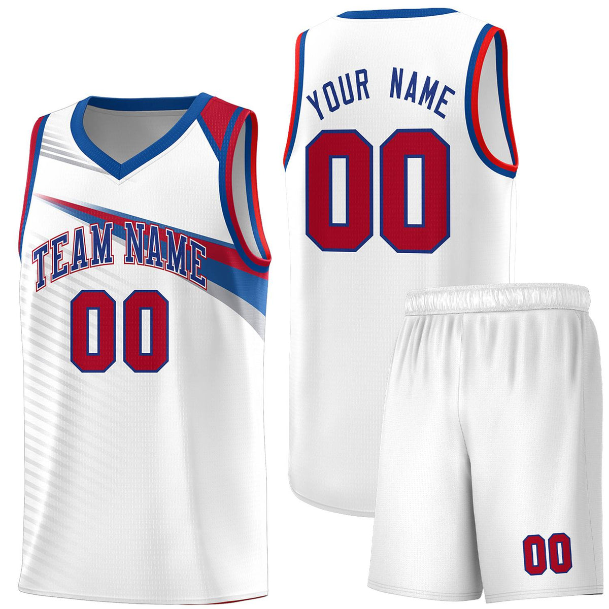 Custom White Royal Chest Color Block Sports Uniform Basketball Jersey