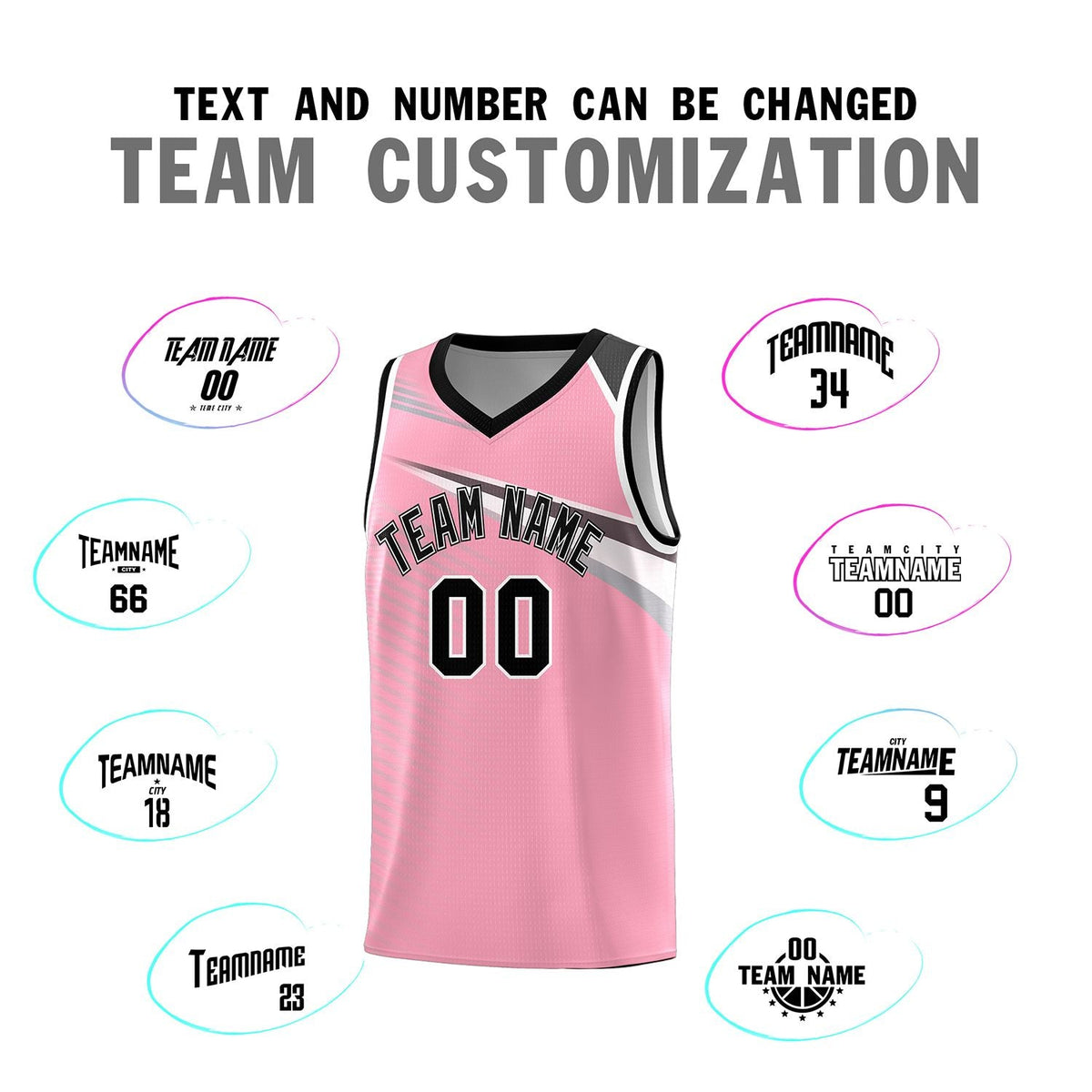 Custom Pink Black-White Chest Color Block Sports Uniform Basketball Jersey