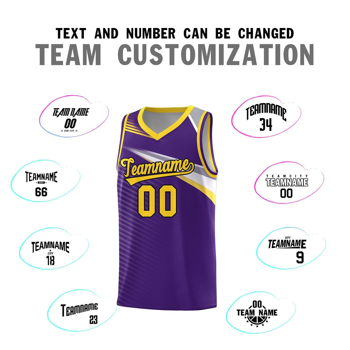 Custom Purple Gold-Black Chest Color Block Sports Uniform Basketball Jersey