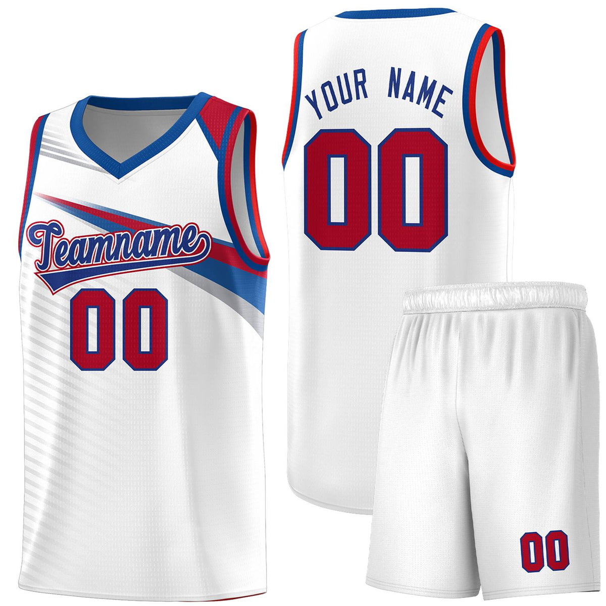 Custom White Royal Chest Color Block Sports Uniform Basketball Jersey