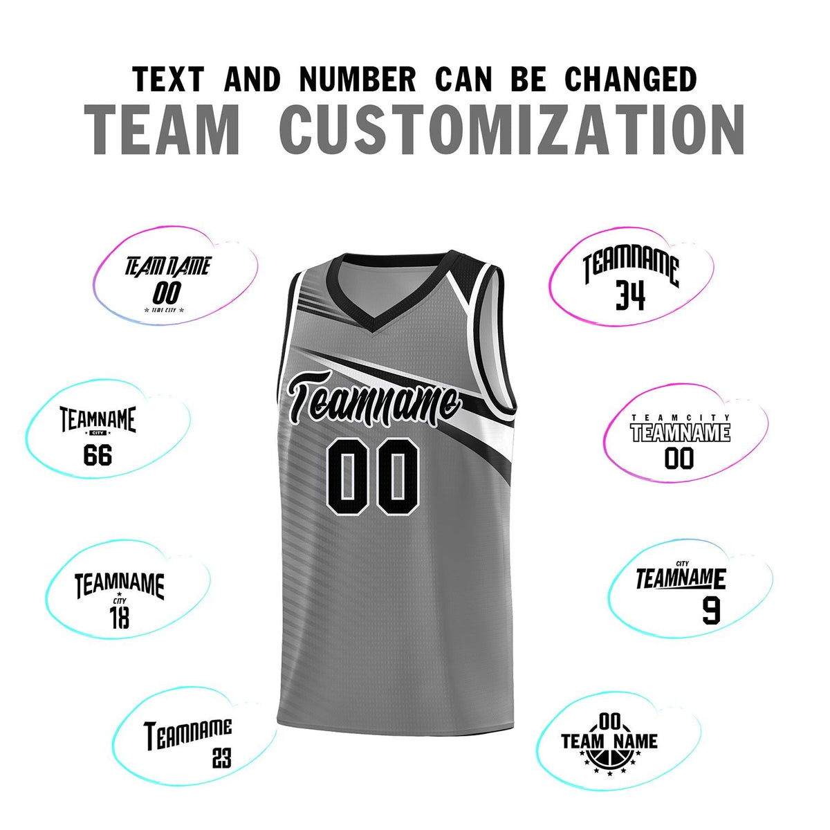 Custom Dark Gray Black-White Chest Color Block Sports Uniform Basketball Jersey