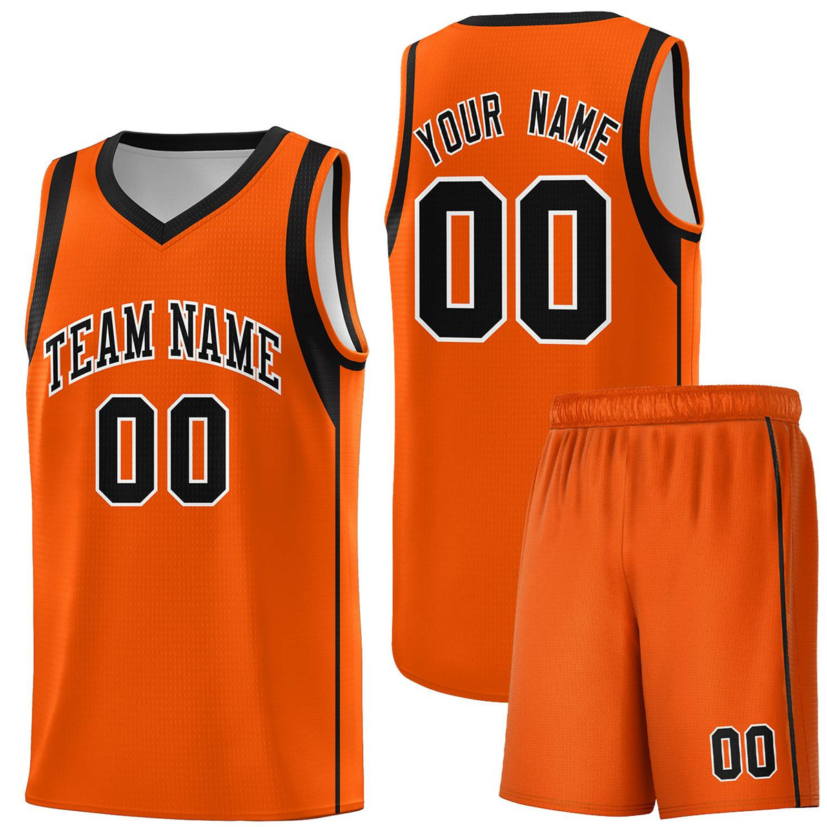 Custom Orange Black-White Sleeve Color Blocking Classic Sports Uniform Basketball Jersey