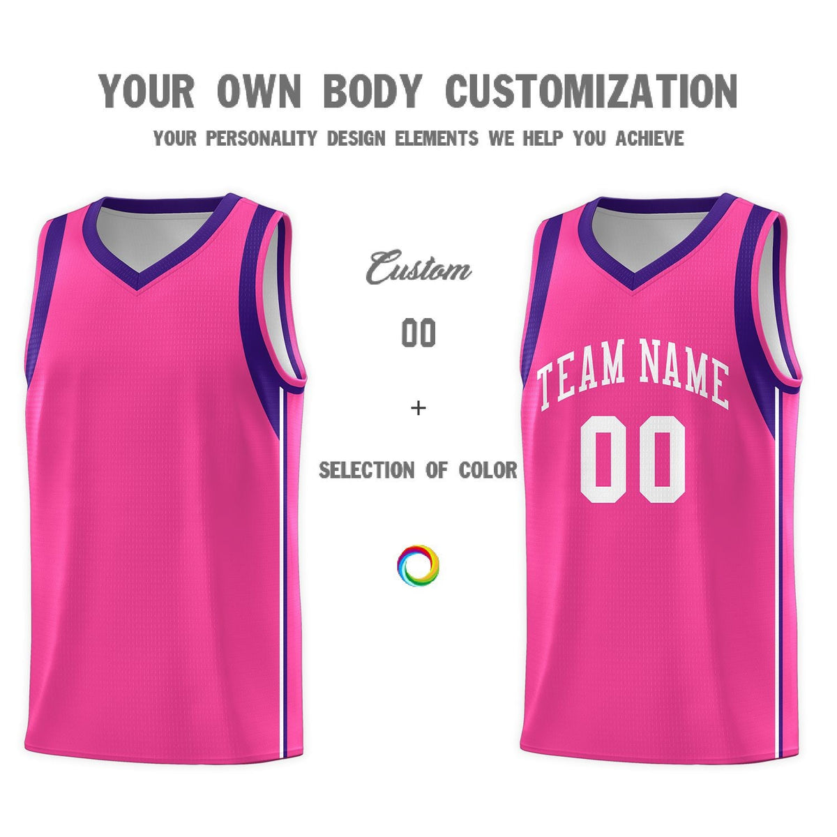 Custom Pink White Sleeve Color Blocking Classic Sports Uniform Basketball Jersey