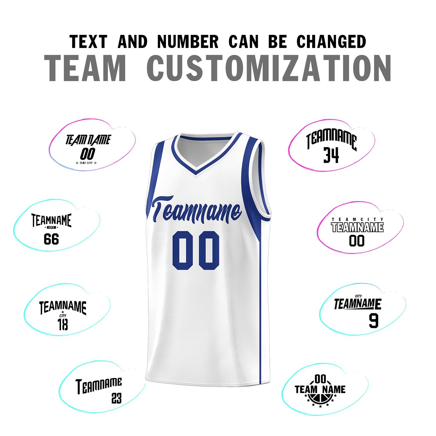 Custom White Royal Sleeve Color Blocking Classic Sports Uniform Basketball Jersey