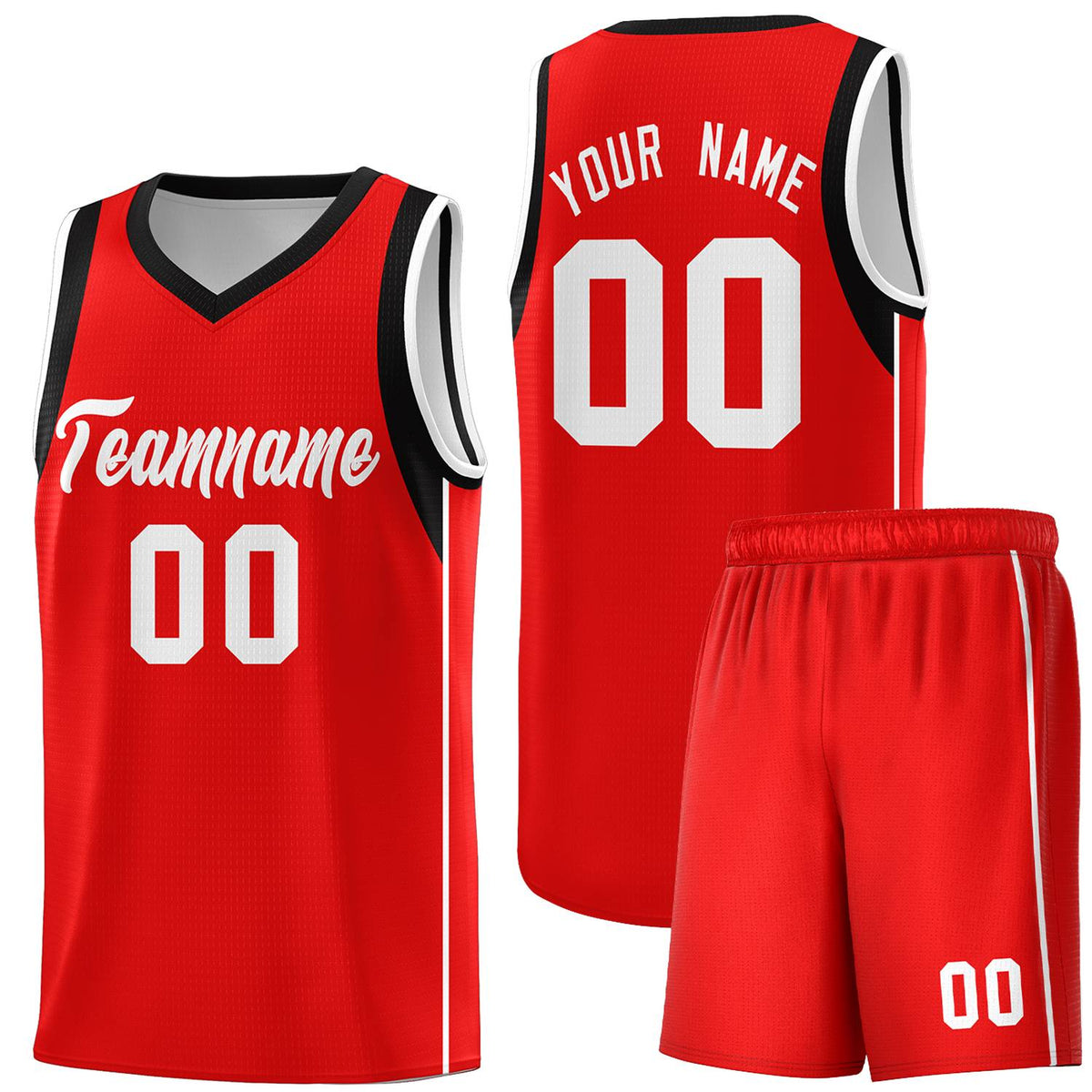 Custom Red White Sleeve Color Blocking Classic Sports Uniform Basketball Jersey