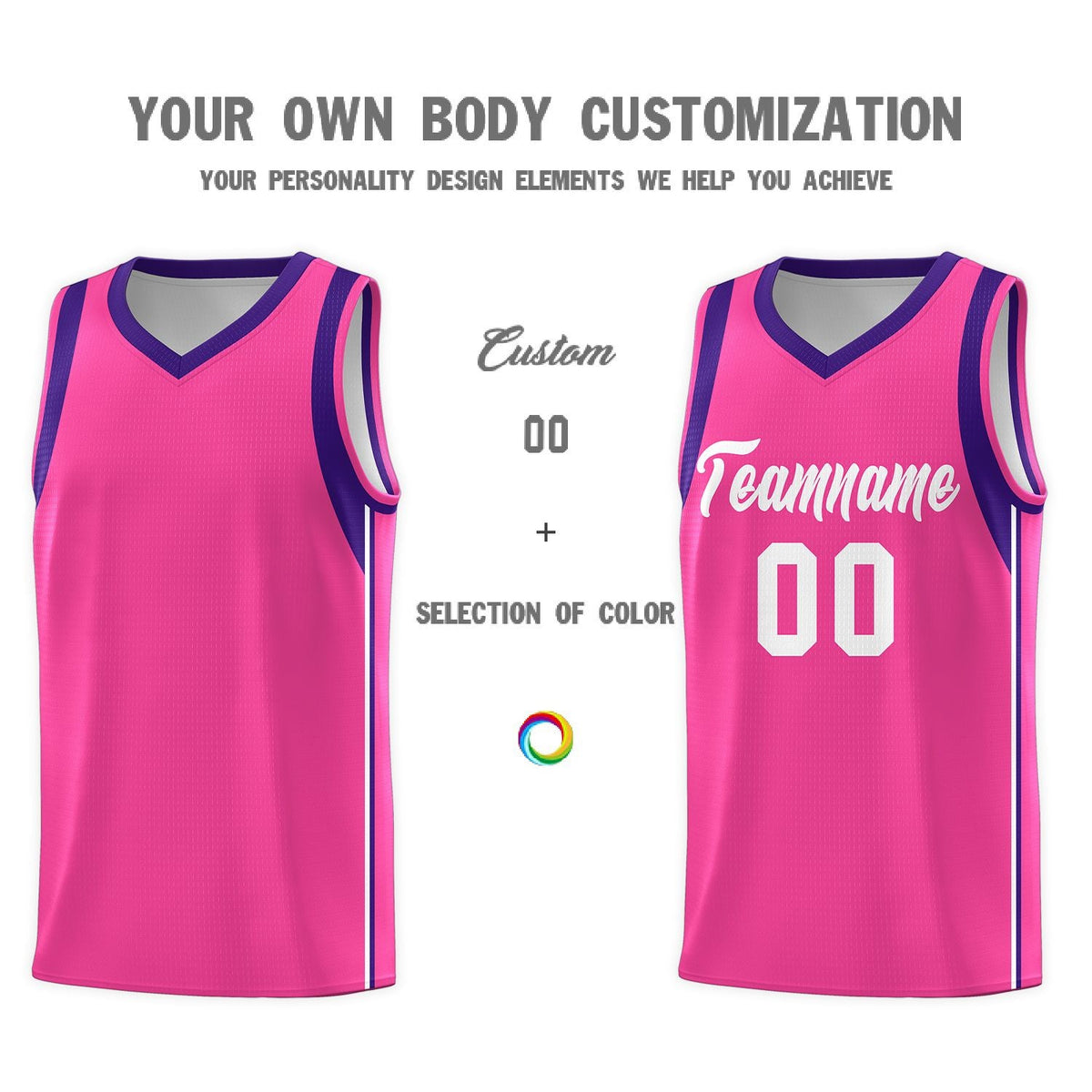 Custom Pink White Sleeve Color Blocking Classic Sports Uniform Basketball Jersey