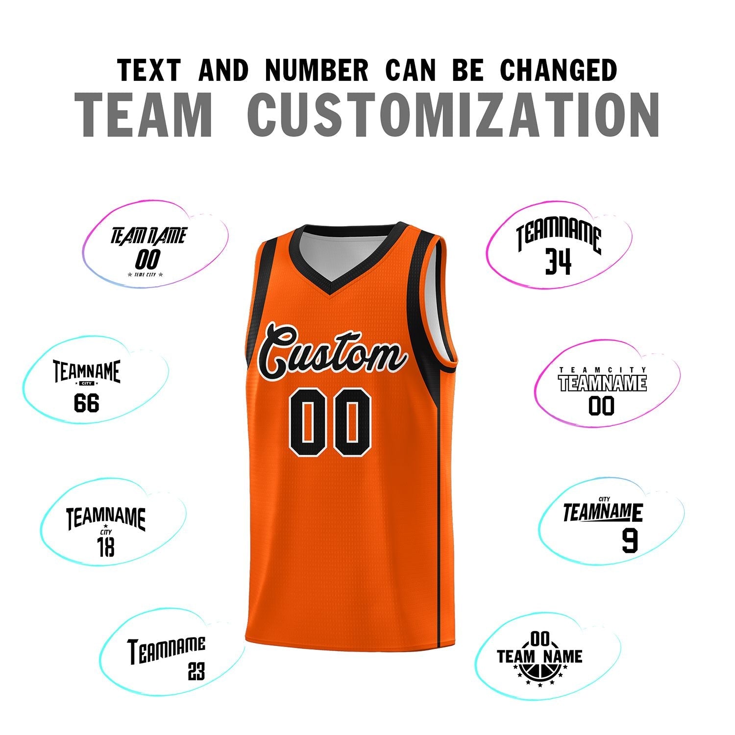 Custom Orange Black-White Sleeve Color Blocking Classic Sports Uniform Basketball Jersey