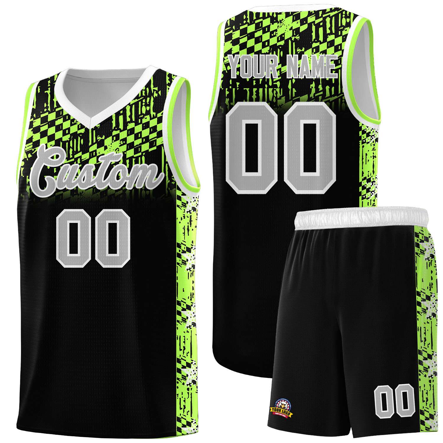 Custom Black Mosaic Stars Pattern Sports Uniform Basketball Jersey