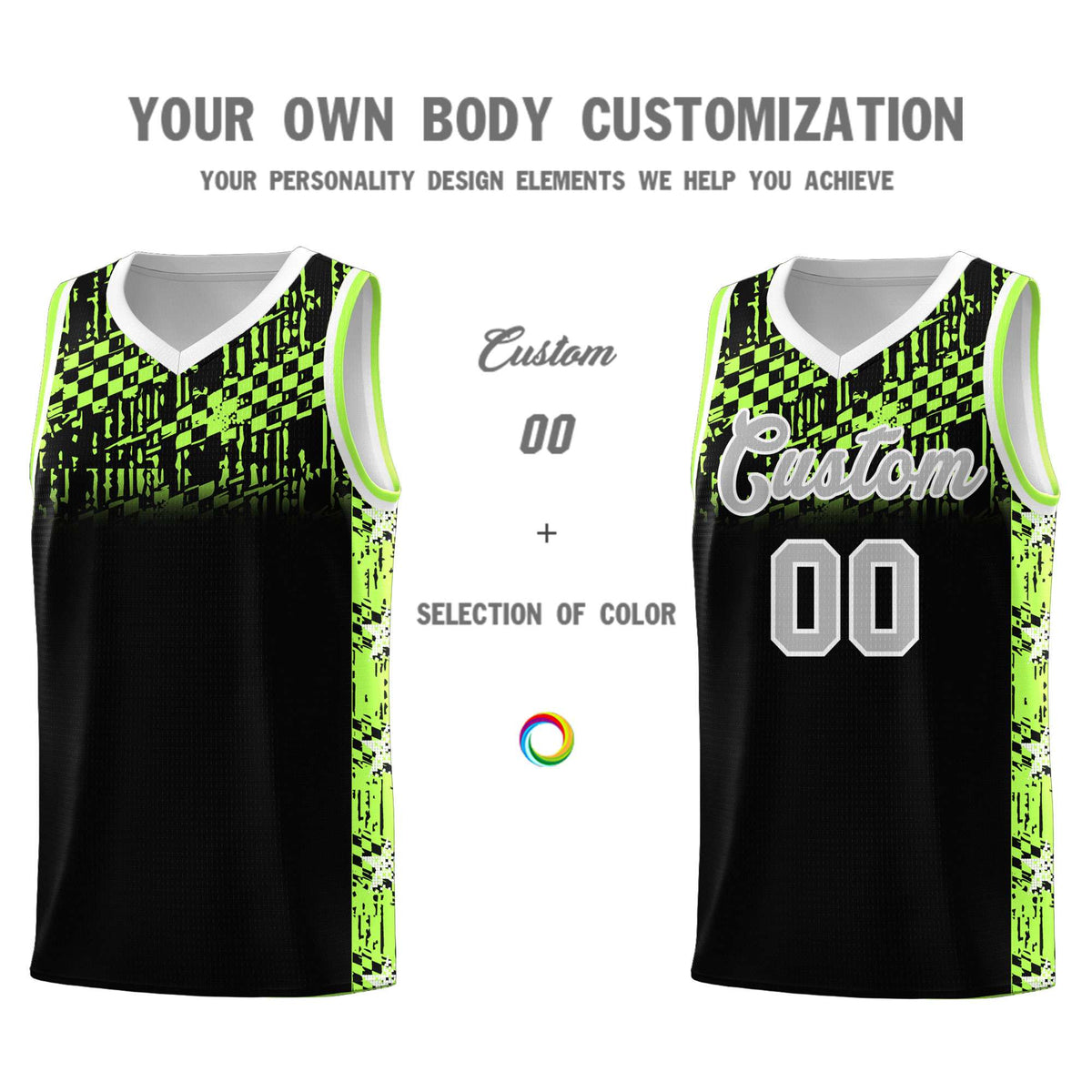 Custom Black Mosaic Stars Pattern Sports Uniform Basketball Jersey