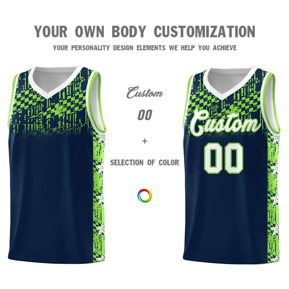 Custom Navy Mosaic Stars Pattern Sports Uniform Basketball Jersey