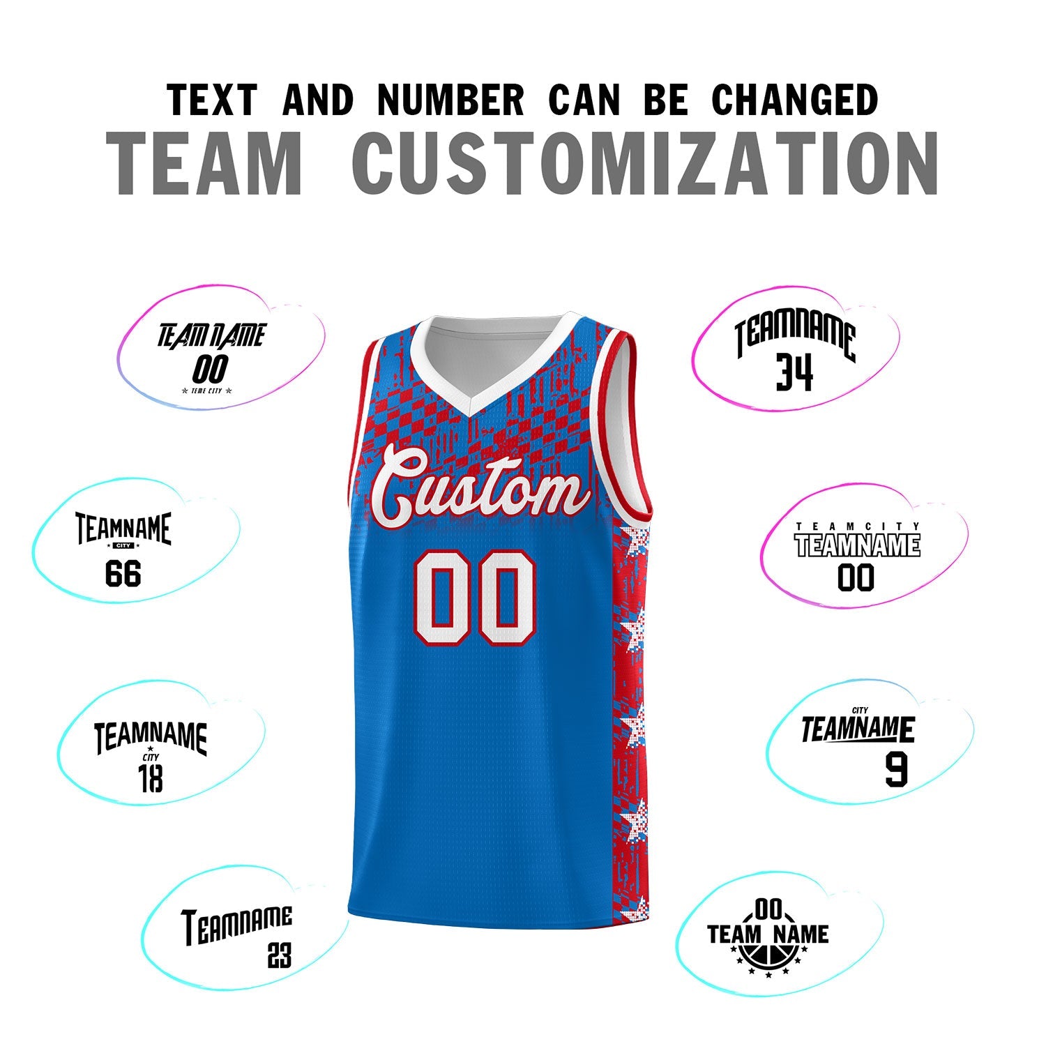 Custom Royal Mosaic Stars Pattern Sports Uniform Basketball Jersey