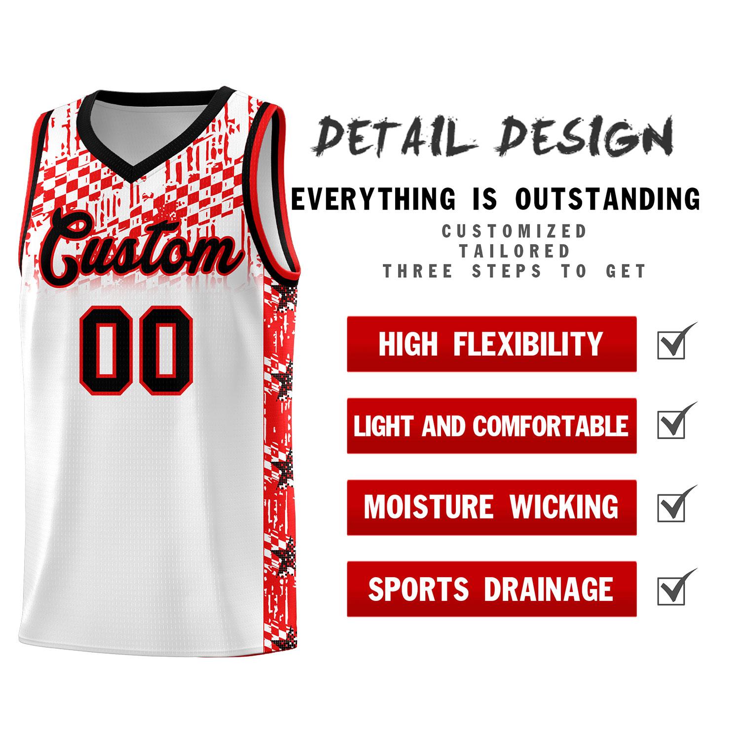 Custom White Mosaic Stars Pattern Sports Uniform Basketball Jersey