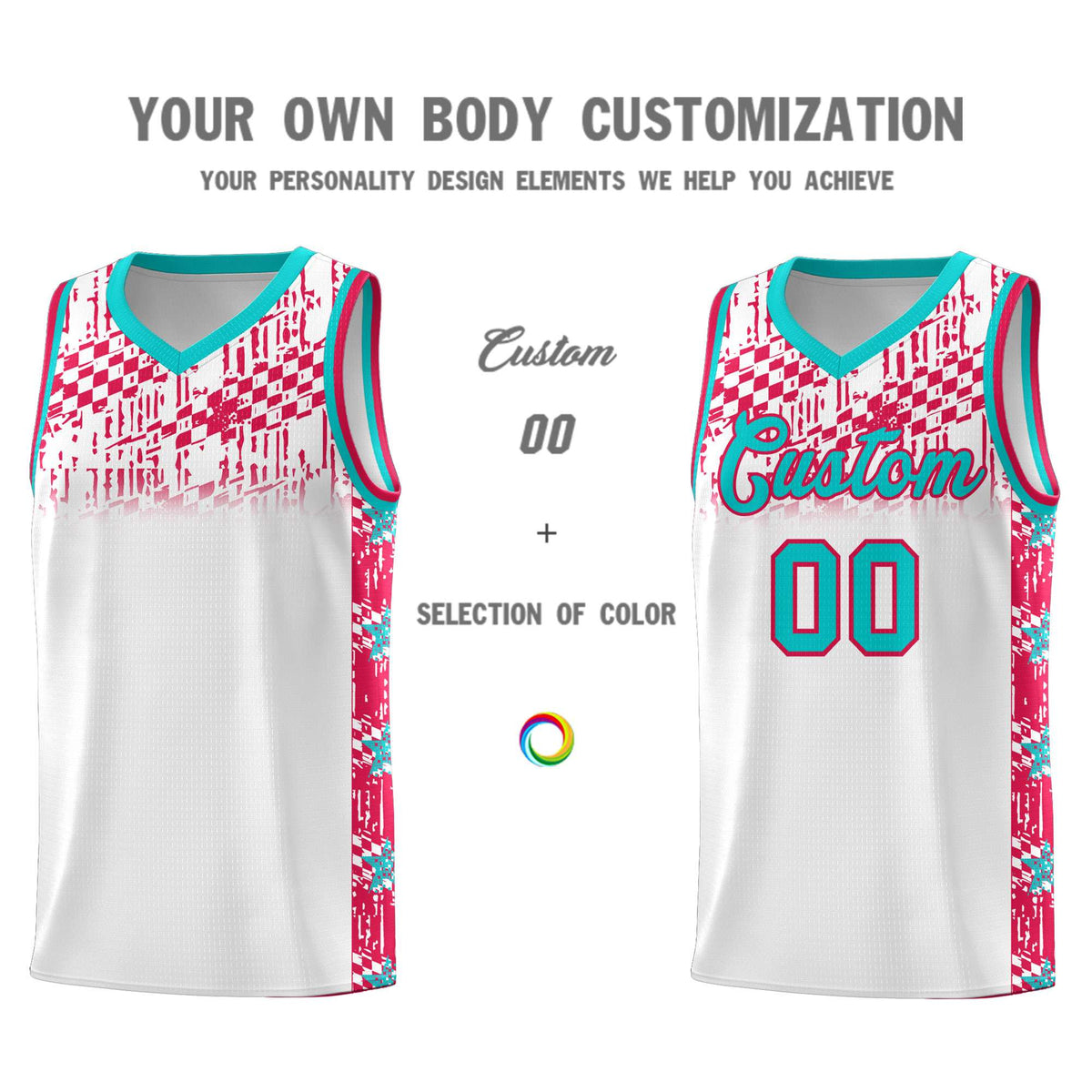 Custom White Mosaic Stars Pattern Sports Uniform Basketball Jersey