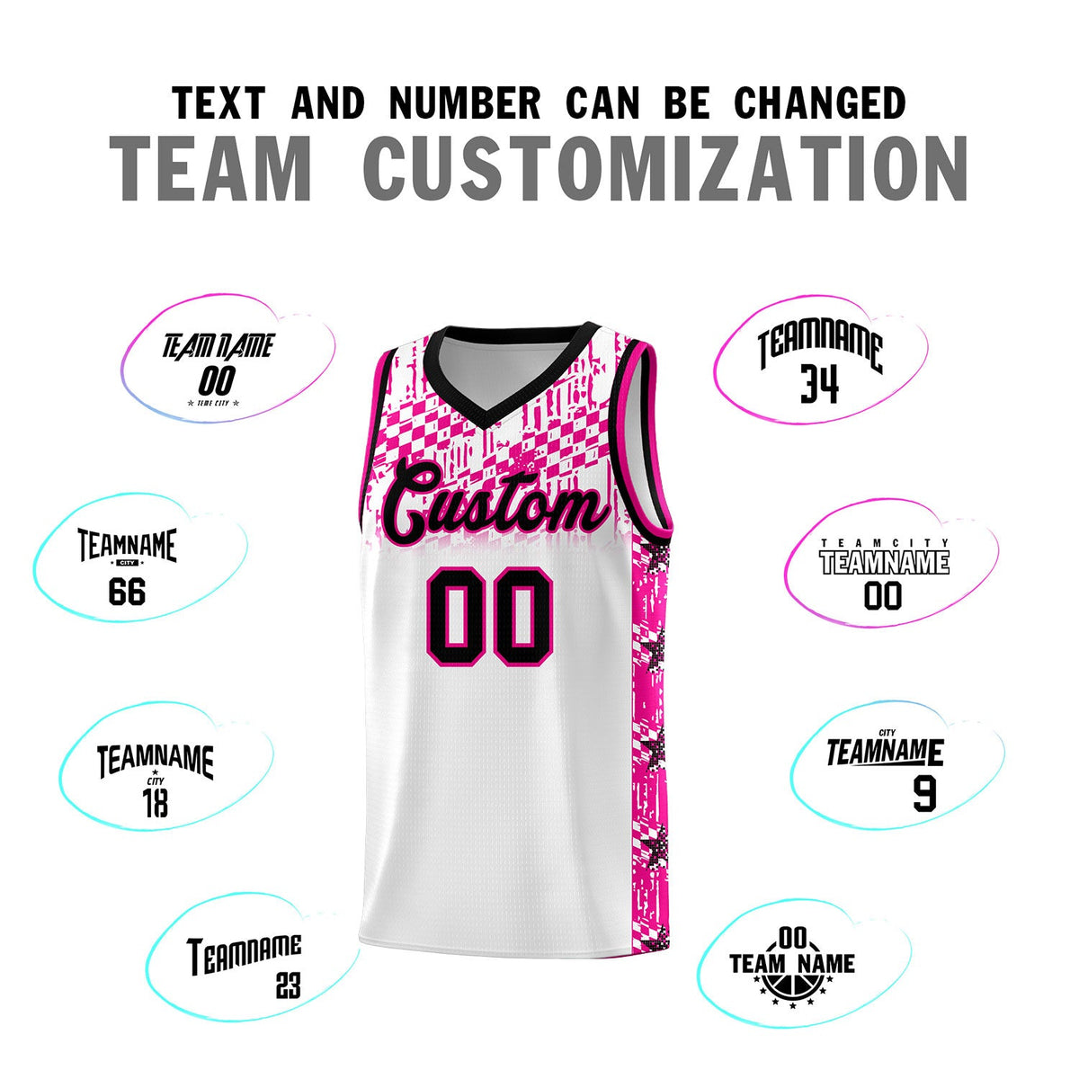Custom White Mosaic Stars Pattern Sports Uniform Basketball Jersey