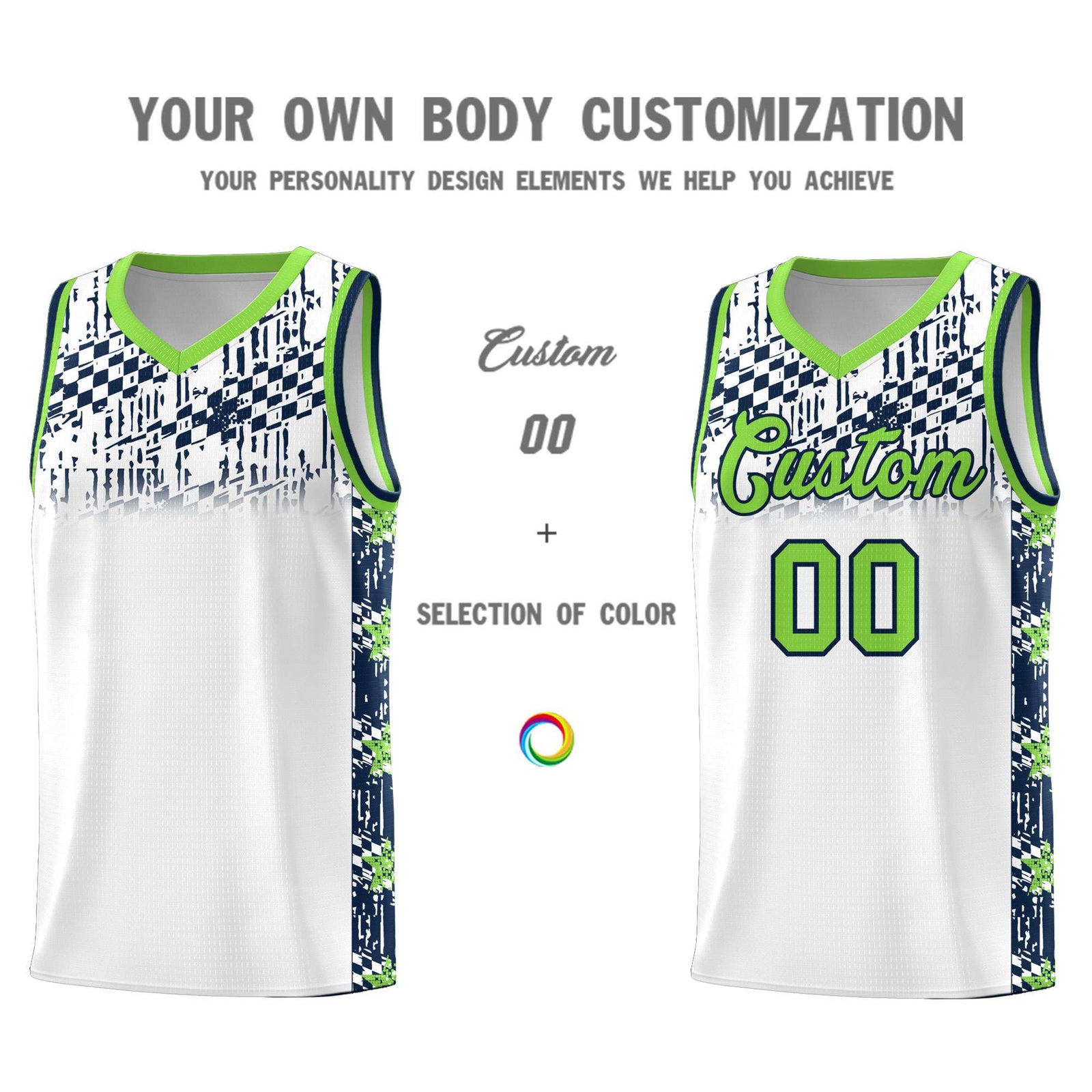 Custom White Mosaic Stars Pattern Sports Uniform Basketball Jersey