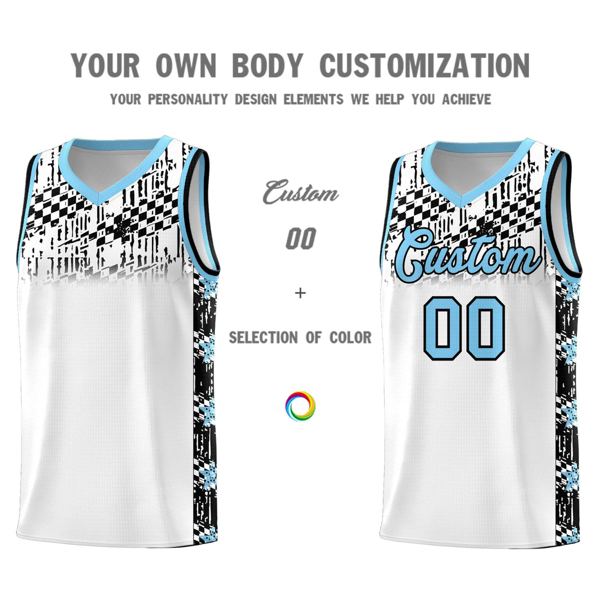 Custom White Mosaic Stars Pattern Sports Uniform Basketball Jersey