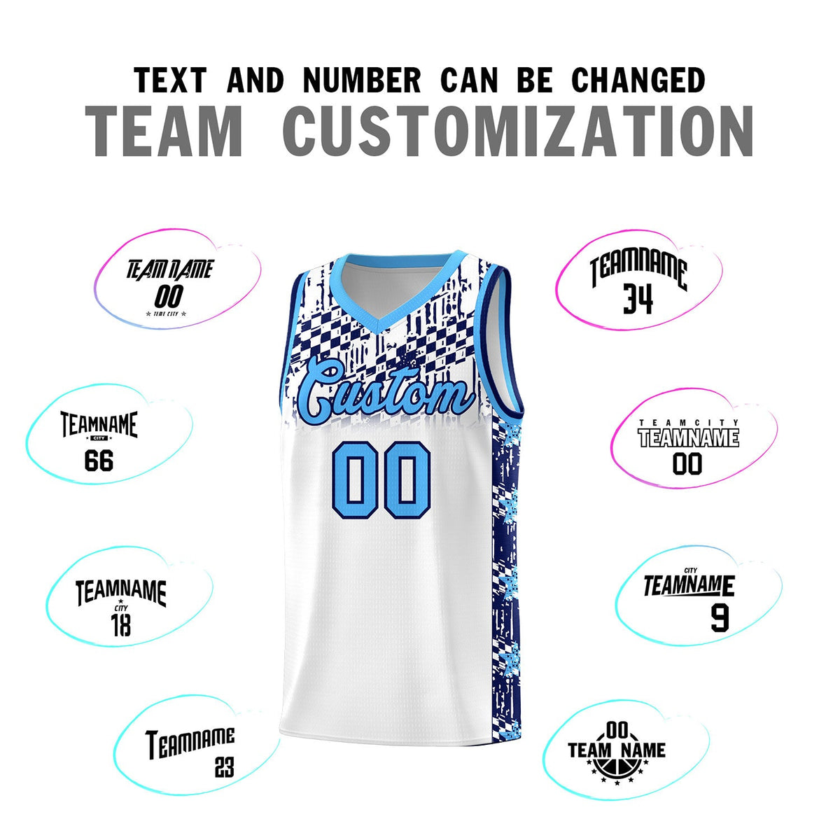 Custom White Mosaic Stars Pattern Sports Uniform Basketball Jersey