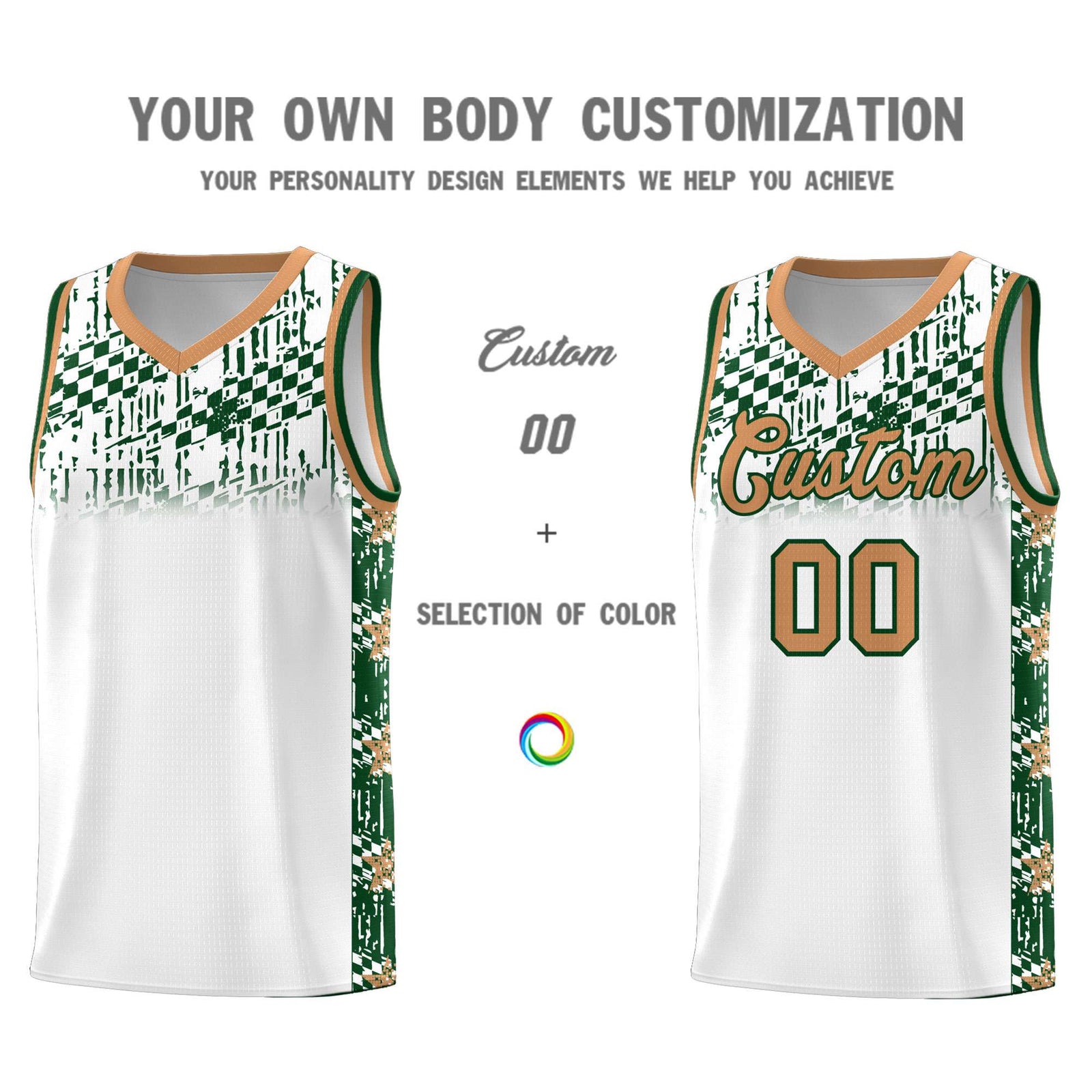 Custom White Mosaic Stars Pattern Sports Uniform Basketball Jersey