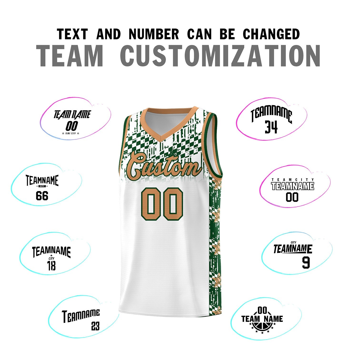 Custom White Mosaic Stars Pattern Sports Uniform Basketball Jersey