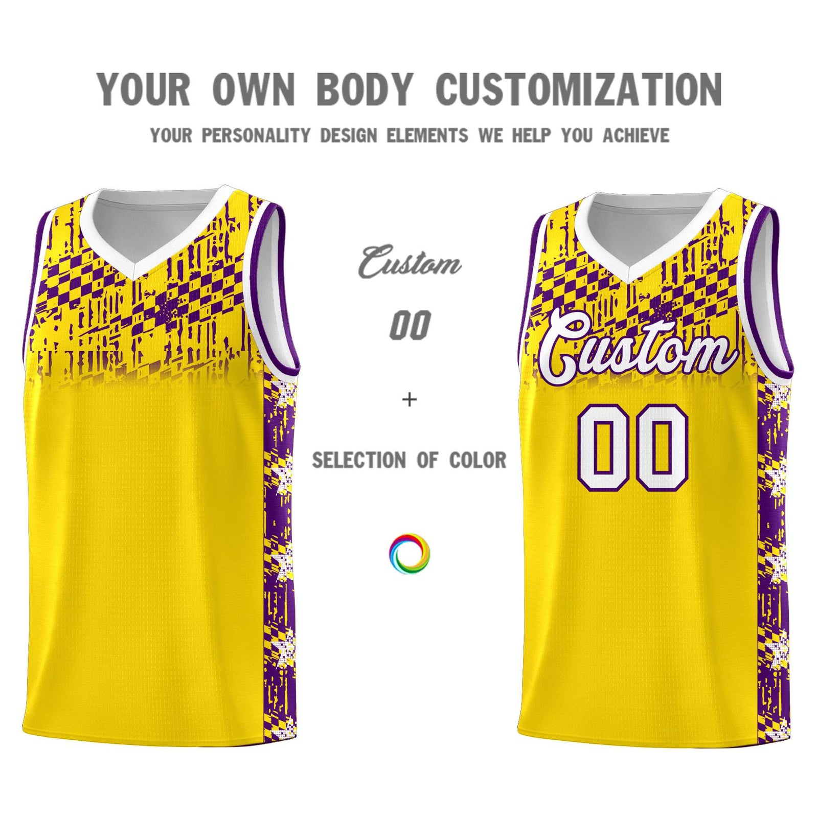 Custom Gold Mosaic Stars Pattern Sports Uniform Basketball Jersey