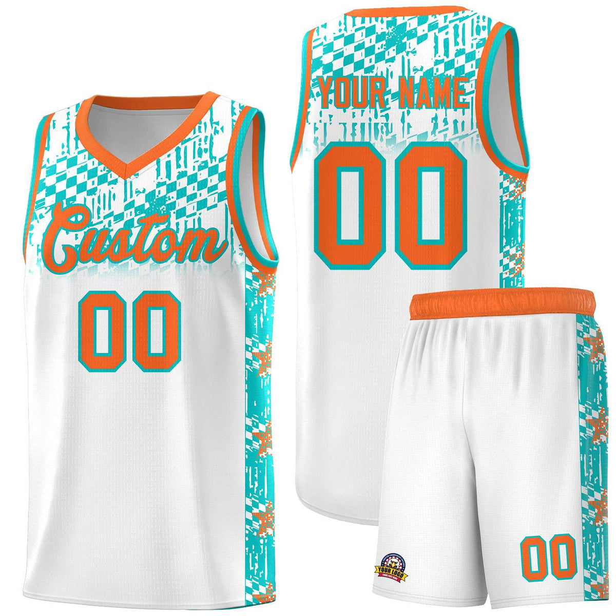 Custom White Mosaic Stars Pattern Sports Uniform Basketball Jersey