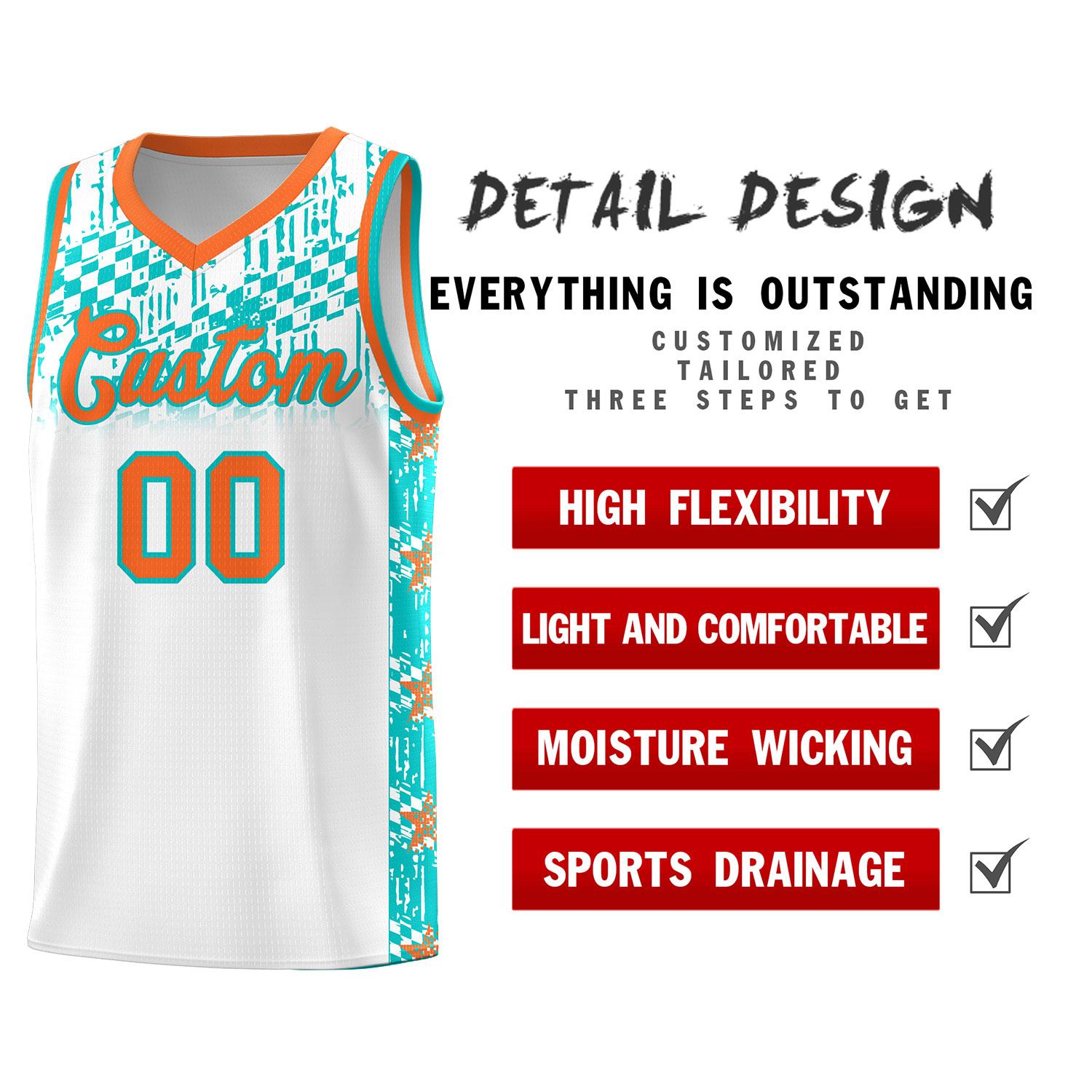 Custom White Mosaic Stars Pattern Sports Uniform Basketball Jersey