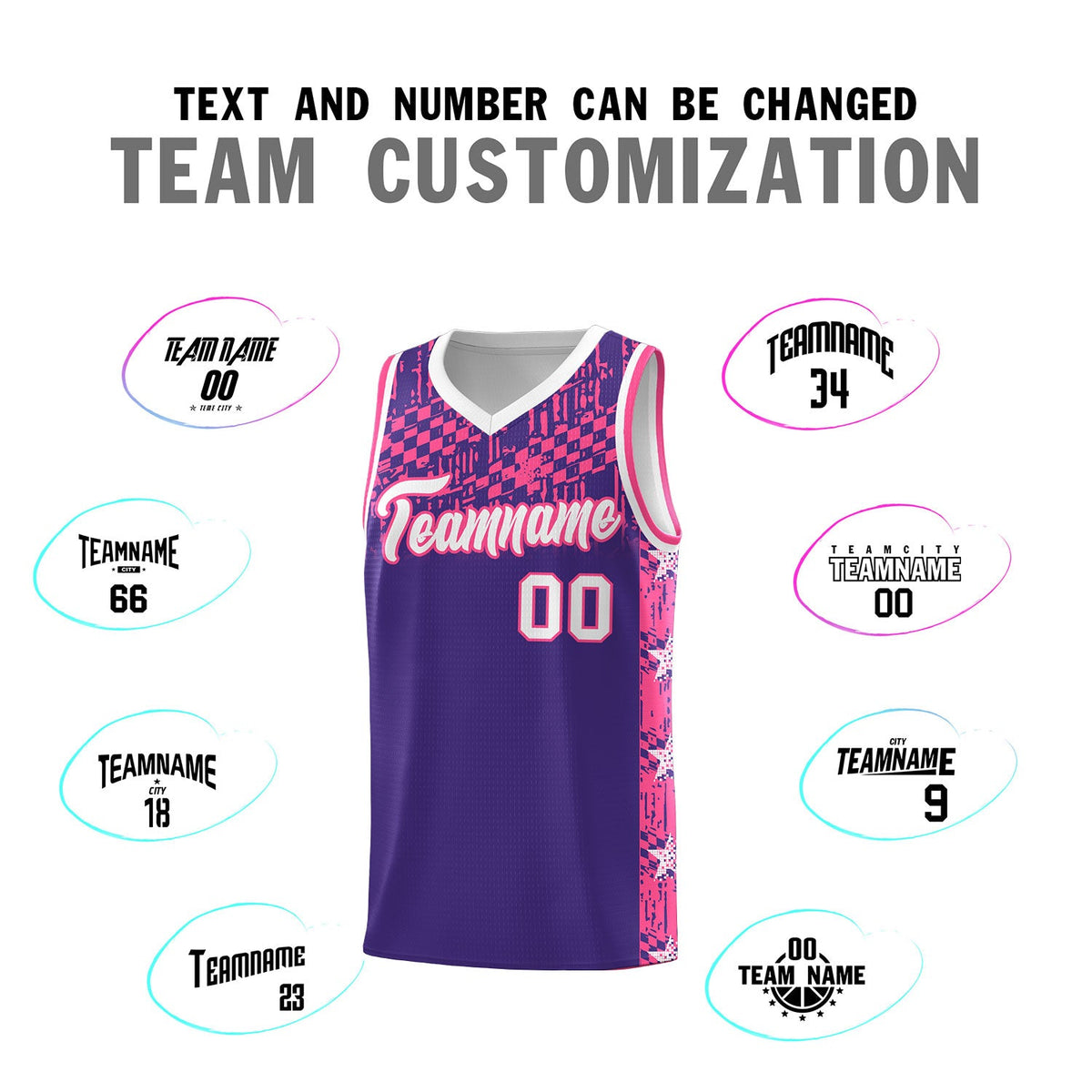 Custom Purple Mosaic Stars Pattern Sports Uniform Basketball Jersey