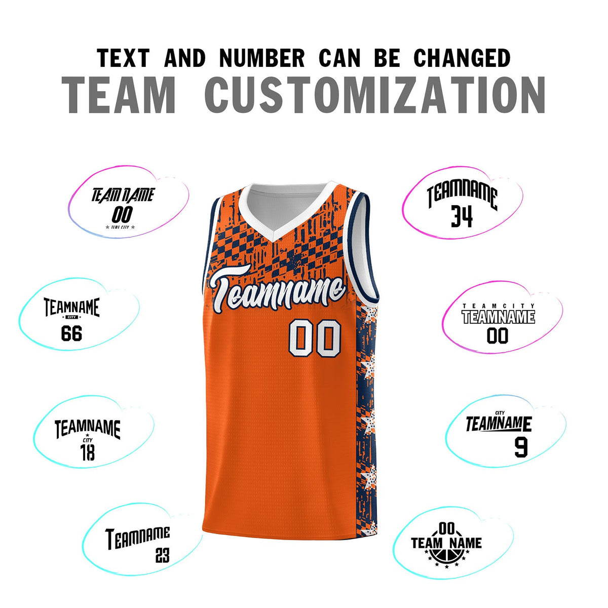 Custom Orange Mosaic Stars Pattern Sports Uniform Basketball Jersey