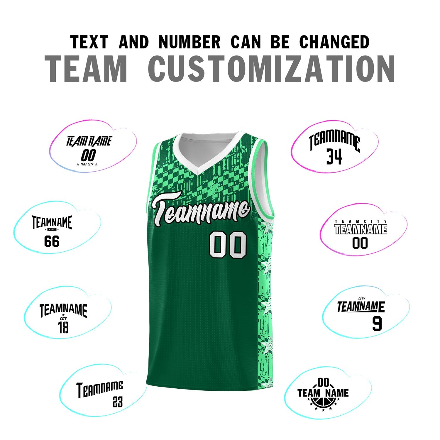 Custom Kelly Green Mosaic Stars Pattern Sports Uniform Basketball Jersey