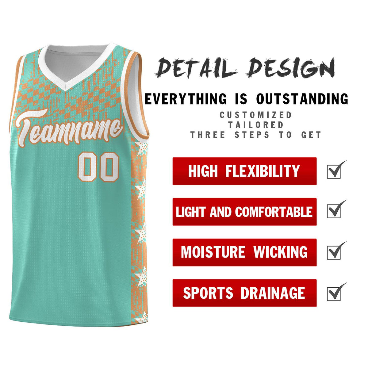 Custom Bright Green Mosaic Stars Pattern Sports Uniform Basketball Jersey