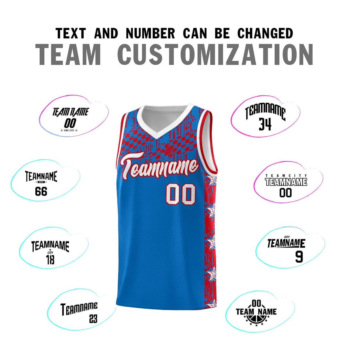 Custom Royal Mosaic Stars Pattern Sports Uniform Basketball Jersey