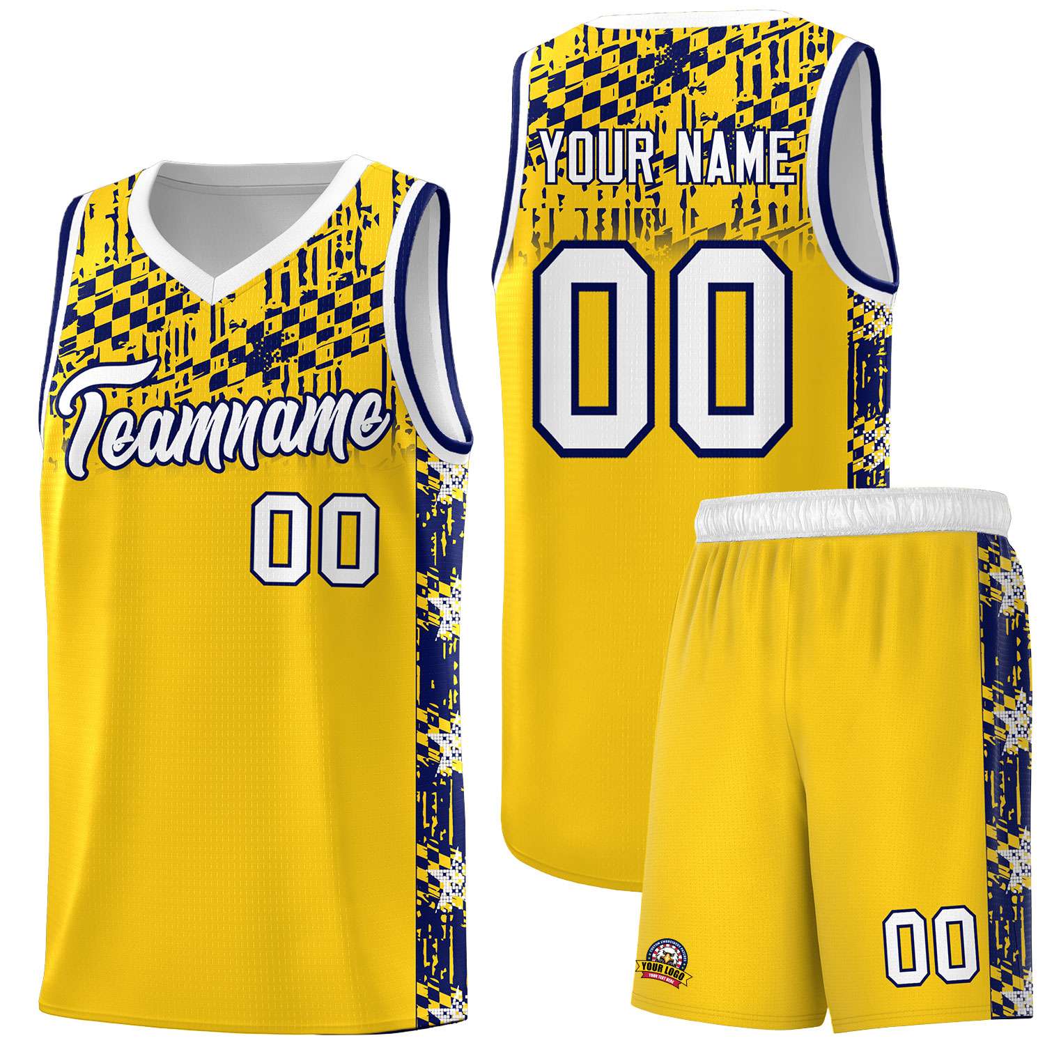 Custom Gold Mosaic Stars Pattern Sports Uniform Basketball Jersey