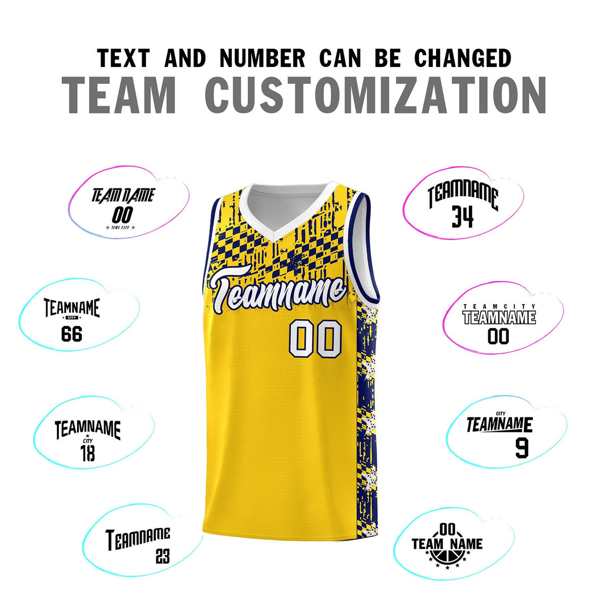 Custom Gold Mosaic Stars Pattern Sports Uniform Basketball Jersey