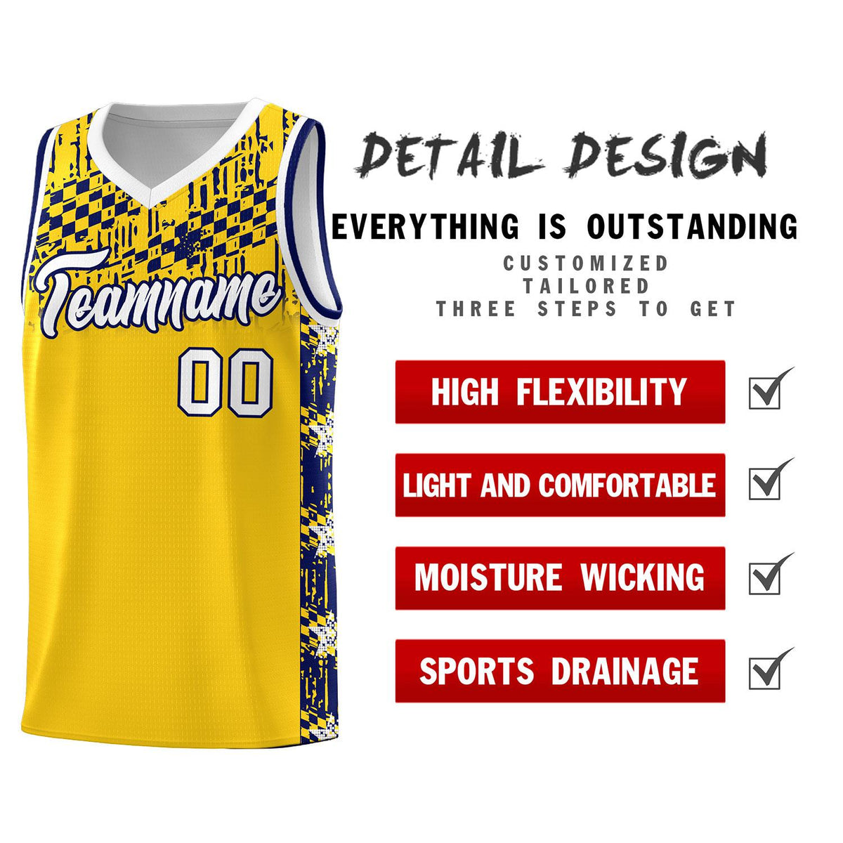Custom Gold Mosaic Stars Pattern Sports Uniform Basketball Jersey