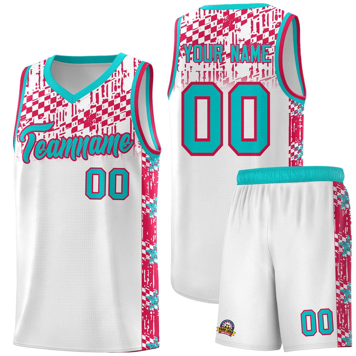 Custom White Mosaic Stars Pattern Sports Uniform Basketball Jersey